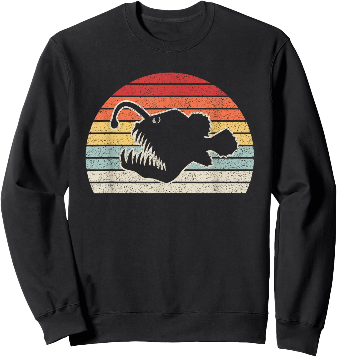 Vintage Retro Angler Fish Sweatshirt - Sweatshirt | Black