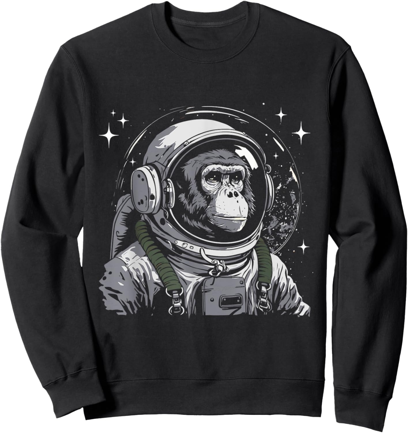 Vintage Astronaut Monkey - Primate Animal Lover Zookeeper Sweatshirt - Sweatshirt | Black