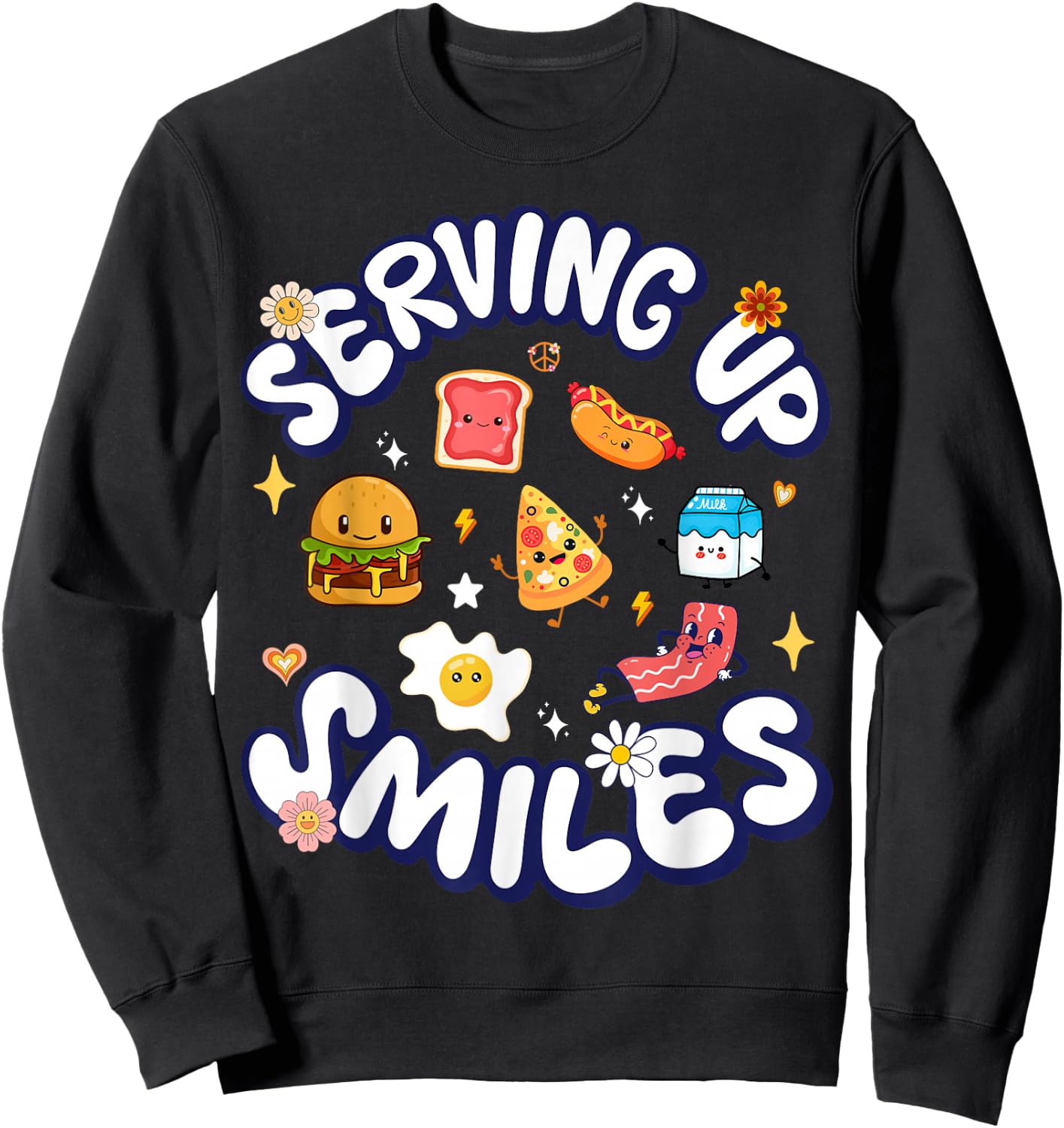 Cafeteria Worker Serving Up Smiles Lunch Lady Gifts Crew Sweatshirt - Sweatshirt | Black