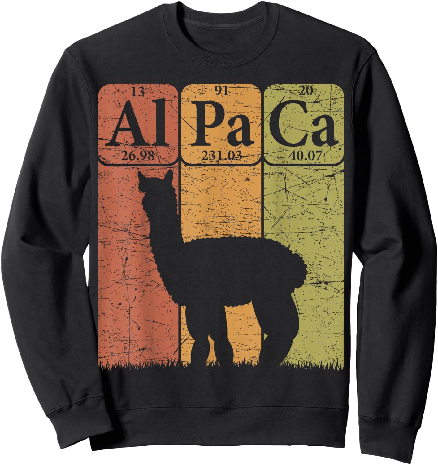 Alpaca Periodic Table Elements Llama Alpaca Vintage Sweatshirt - Sweatshirt | Black