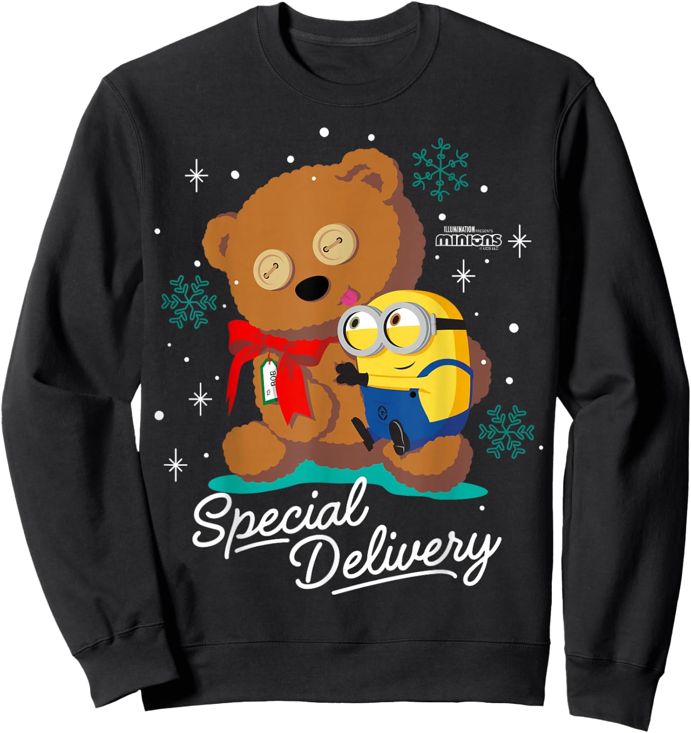 Minions Bob and Tim The Teddy Bear Holiday Sweatshirt - Sweatshirt | Black