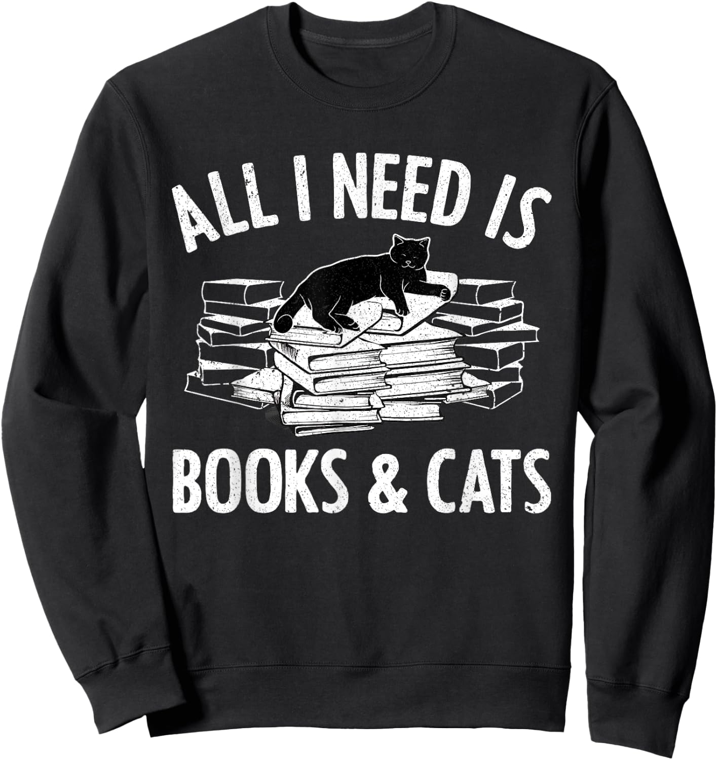 Cat Book Women Novel Book Lovers Reading Librarian Sweatshirt - Sweatshirt | Black