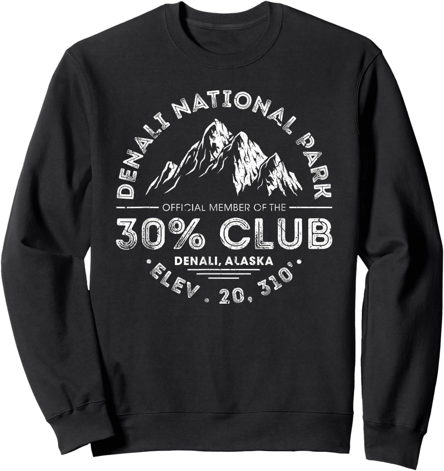 Denali National Park Alaska 30% Club Denali Mountain Tourist Sweatshirt - Sweatshirt | Black