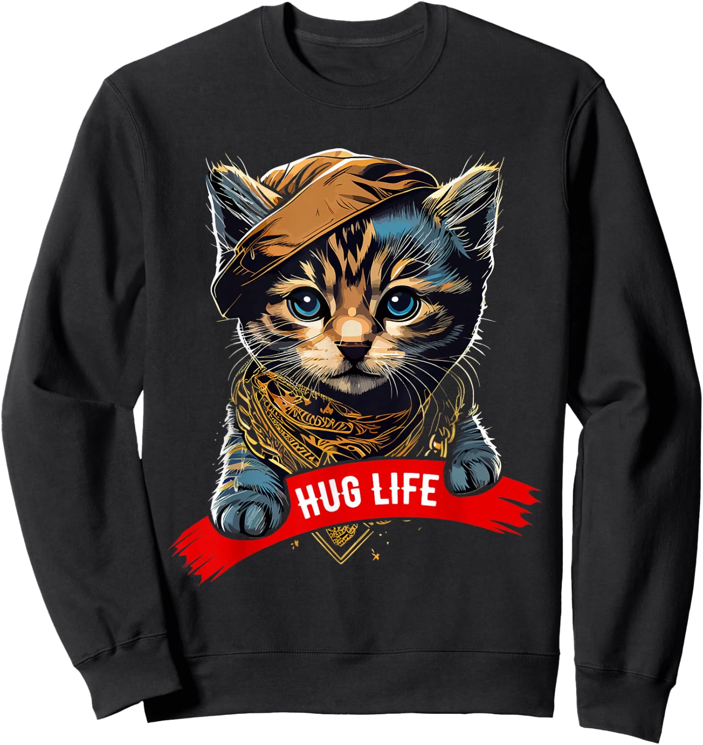 Hug Life Shirt Cat for Animal Shelters Cute Feline Sweatshirt - Sweatshirt | Black