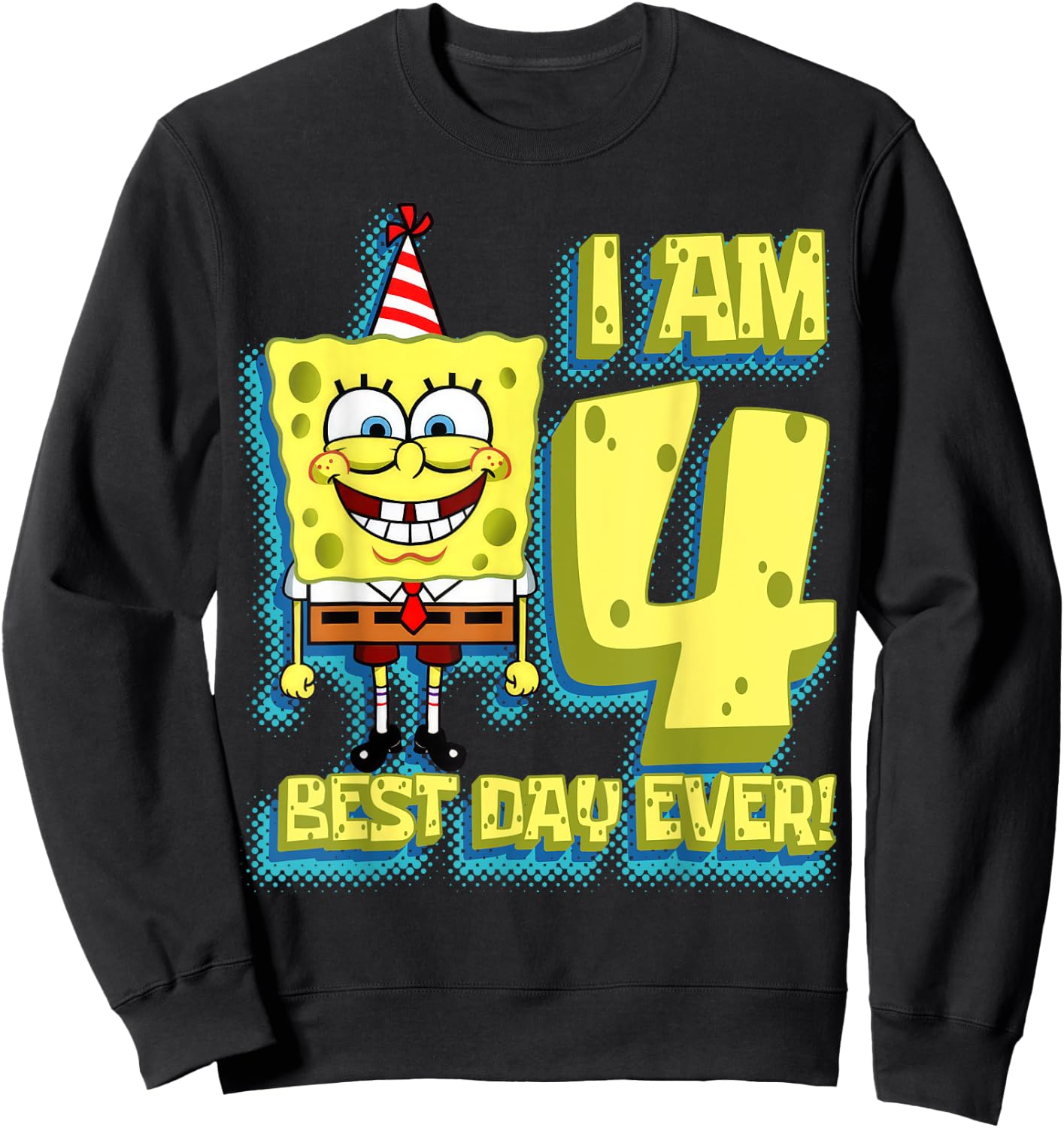 Mademark x SpongeBob SquarePants - SpongeBob SquarePants Birthday I am 4 Best Day Ever Sweatshirt - Sweatshirt | Black