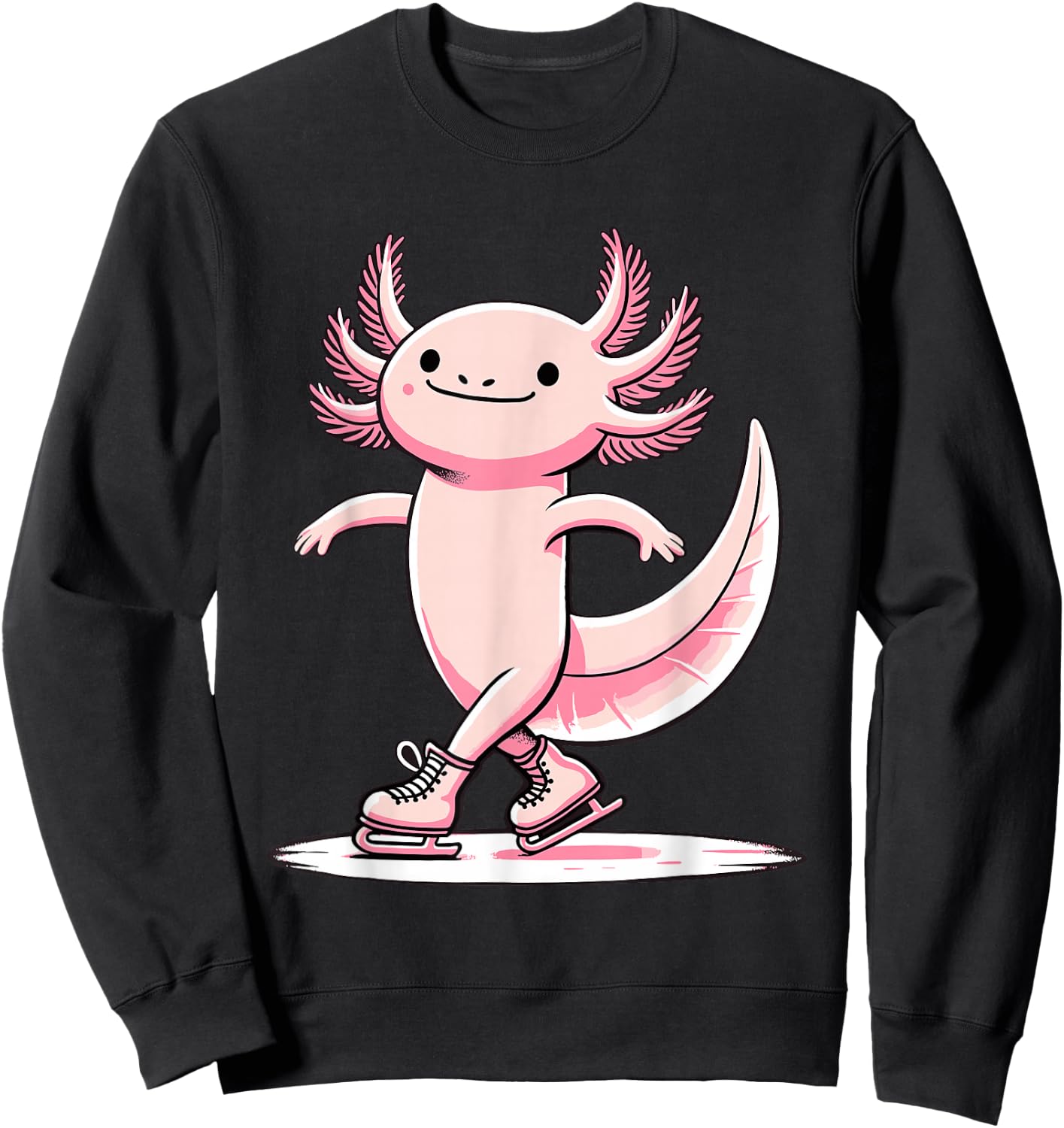 Cute Axolotl Ice Skating Skater Figure Skating For Girls Sweatshirt - Sweatshirt | Black