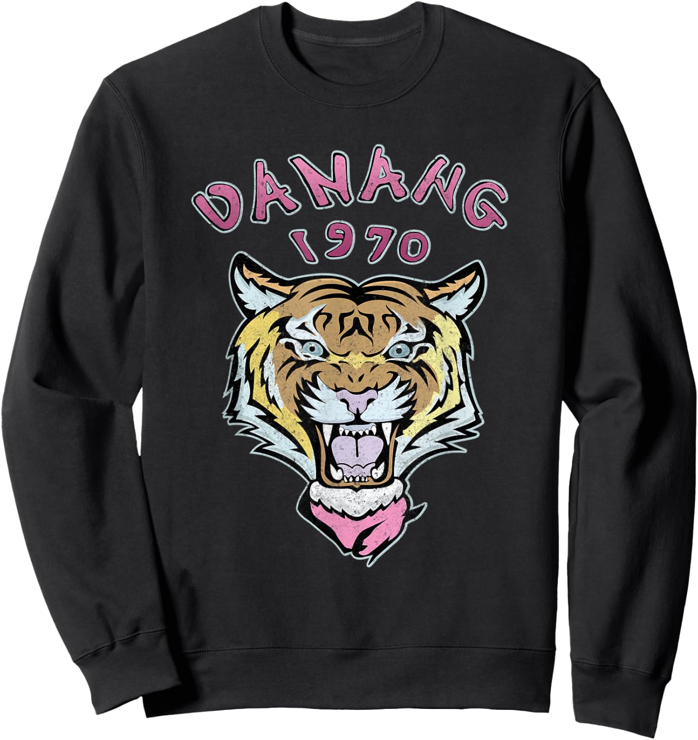Tiger, Vintage Danang 1970 retro tiger worn effect, team Sweatshirt - Sweatshirt | Black