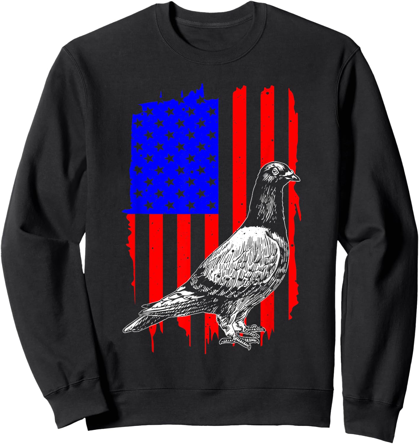 Cool Pigeon Design Men Women Patriotic US Flag Pigeon Lovers Sweatshirt - Sweatshirt | Black
