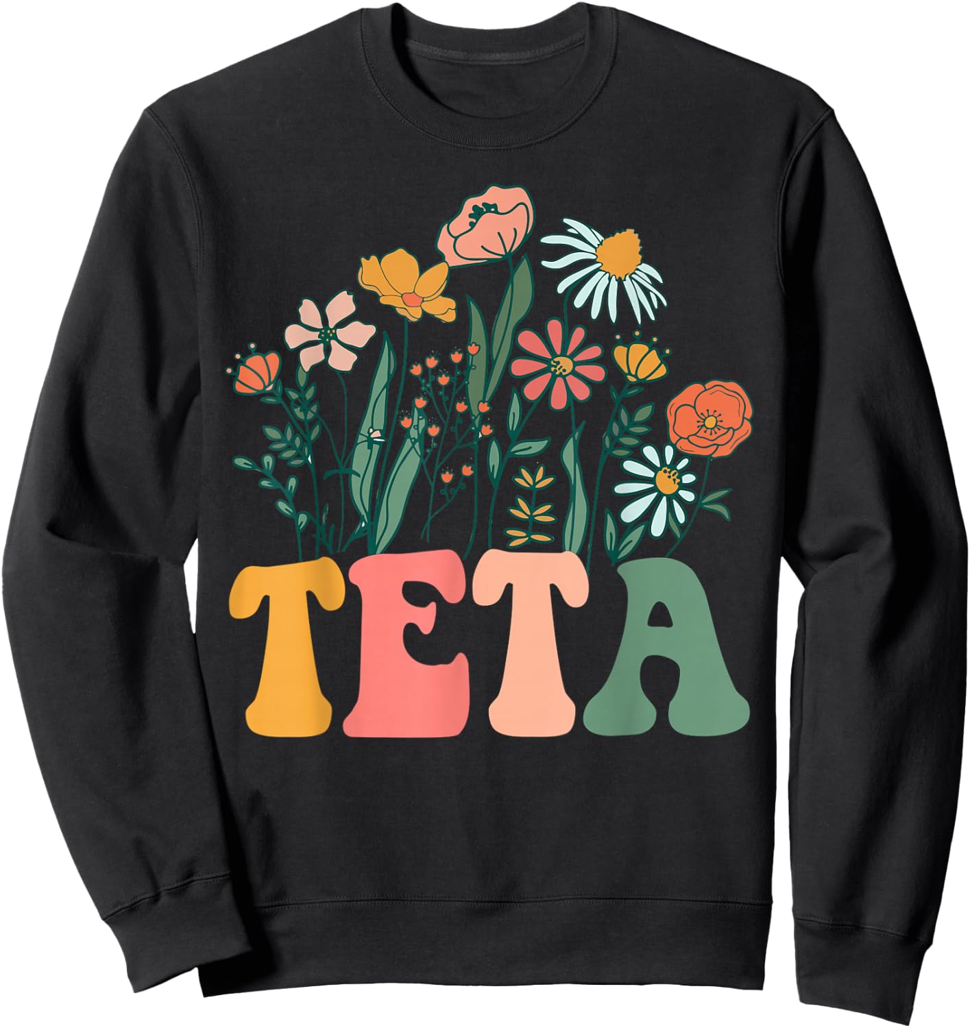 New TETA Wildflower First Birthday & Baby Shower Sweatshirt - Sweatshirt | Black