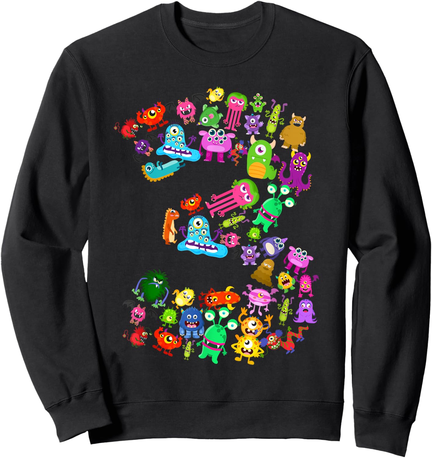 3rd Birthday Party Monster Themed Number 3 Little Monster Sweatshirt - Sweatshirt | Black