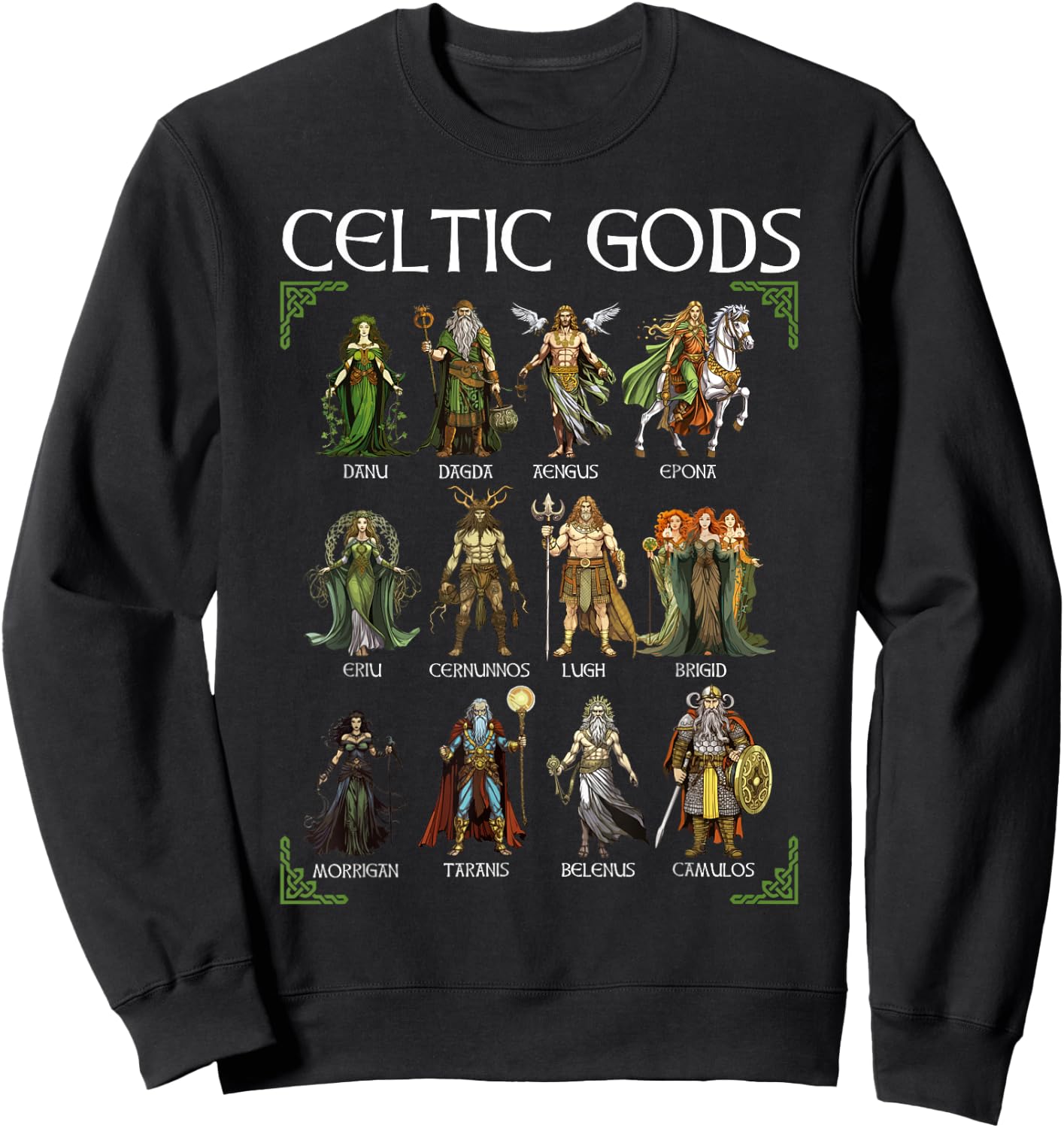 Celtic Mythology Gods Norse Viking Warriors Irish Scotish Sweatshirt - Sweatshirt | Black