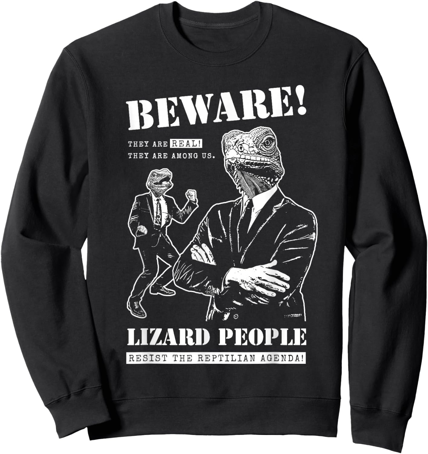 UFO Nerds Lizard People - Women, Sci-Fi & Fantasy Enthusiasts - Black - Small - Short Sleeve Sweatshirt - Sweatshirt | Black