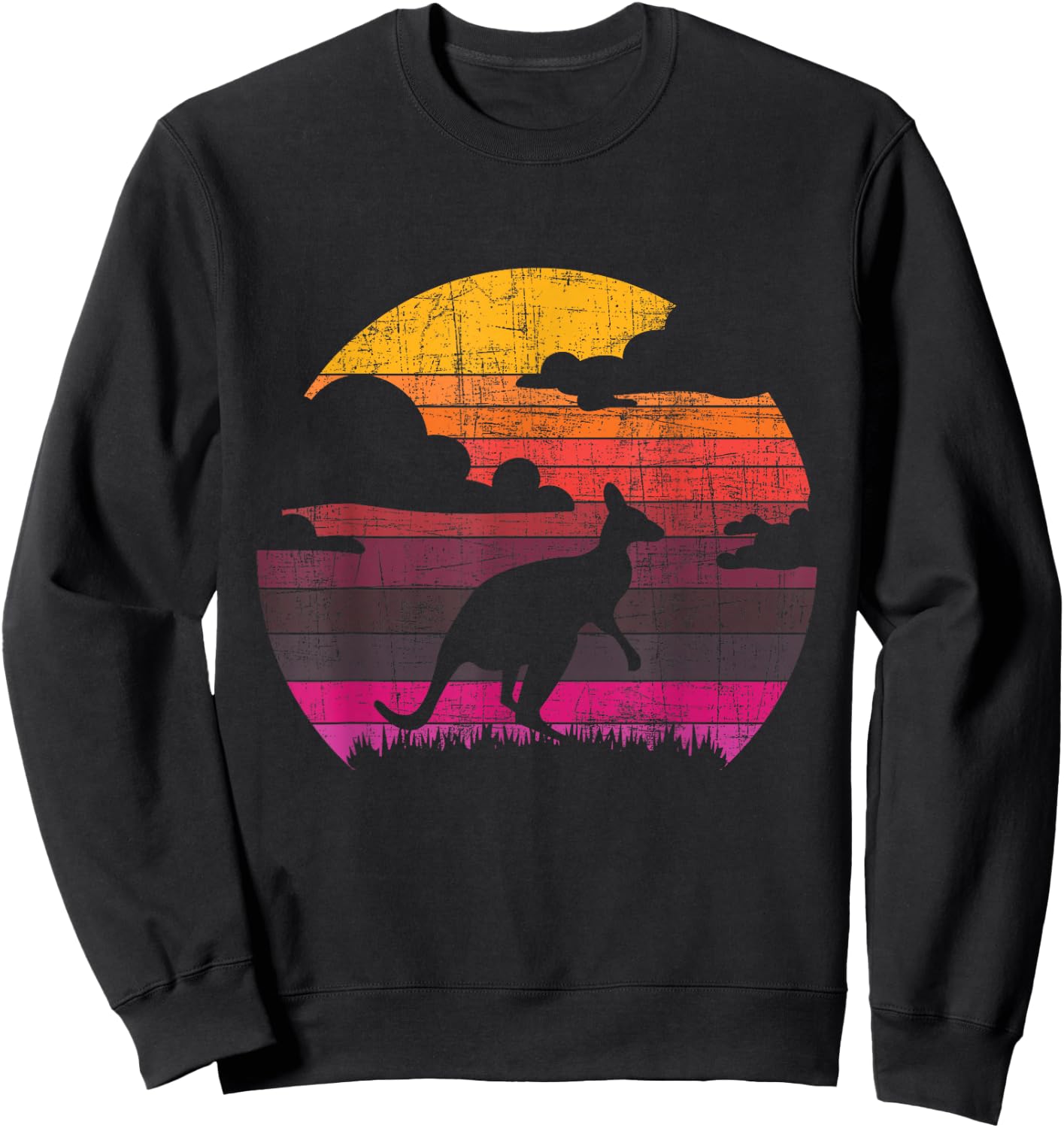 Retro Sunset Kangaroo - Zookeeper 60s Safari Animal Lover Sweatshirt - Sweatshirt | Black