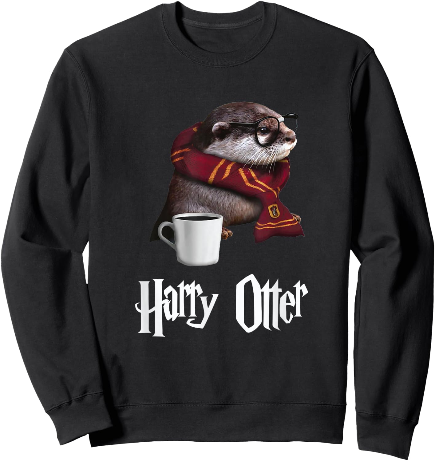 Harry Otter Cute and Funny Otter Sweatshirt - Sweatshirt | Black