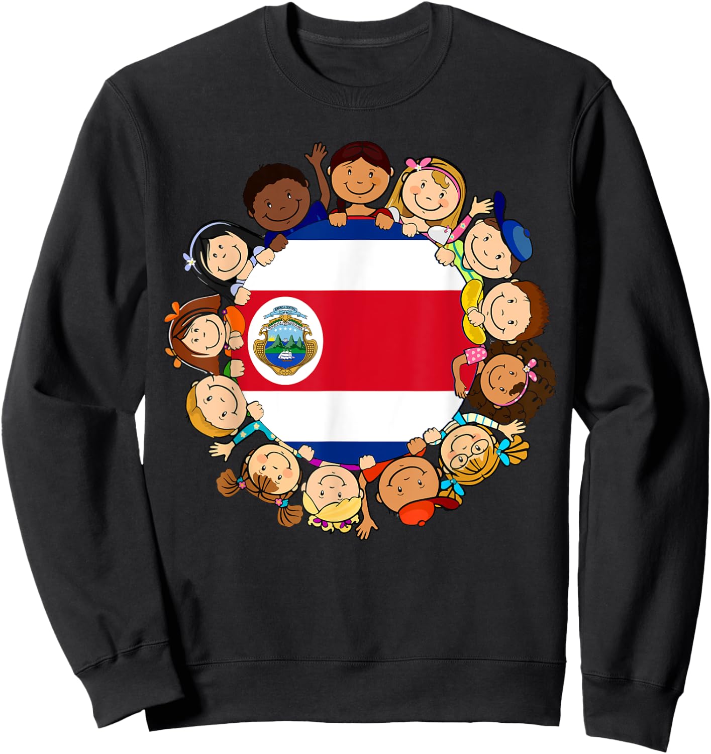 Costa Rica Flag Rican Kids Hispanic Heritage Month Boy Girl Sweatshirt - Sweatshirt | Black