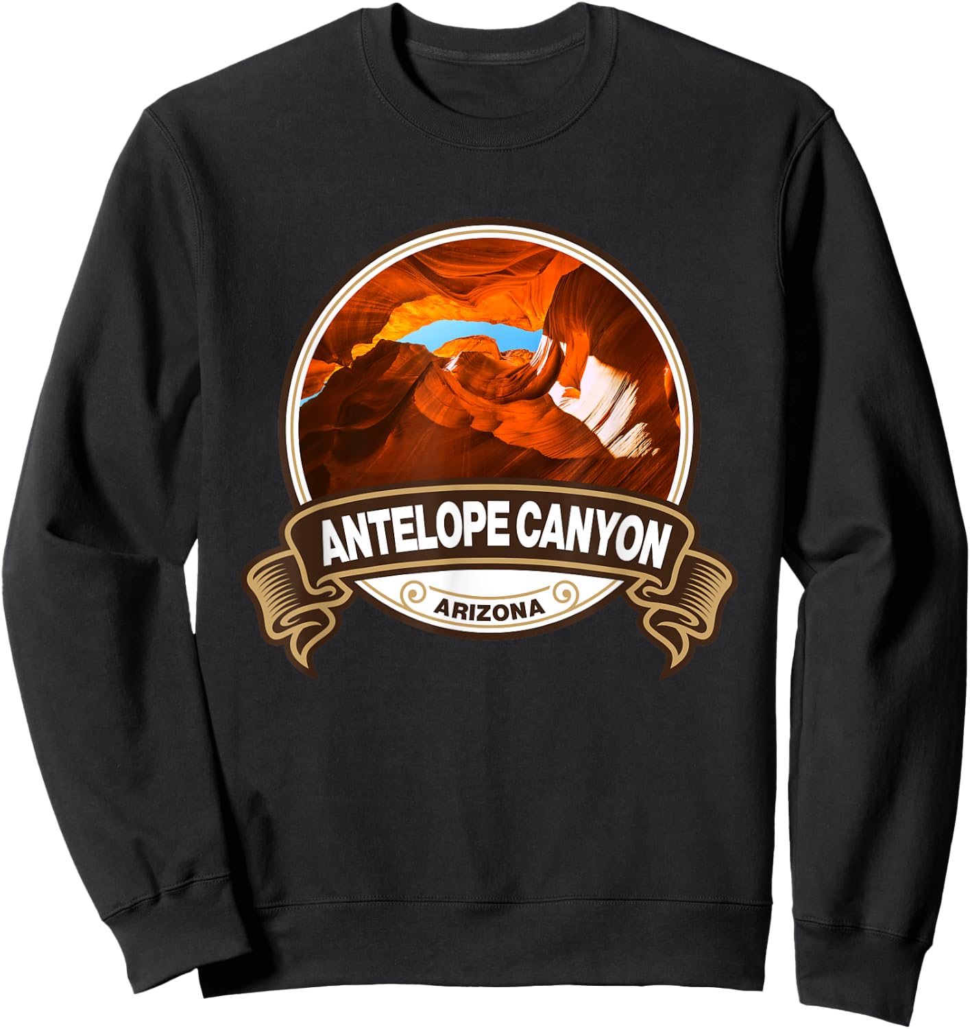 Antelope Canyon Arizona Landmark Badge Vintage Sweatshirt - Sweatshirt | Black