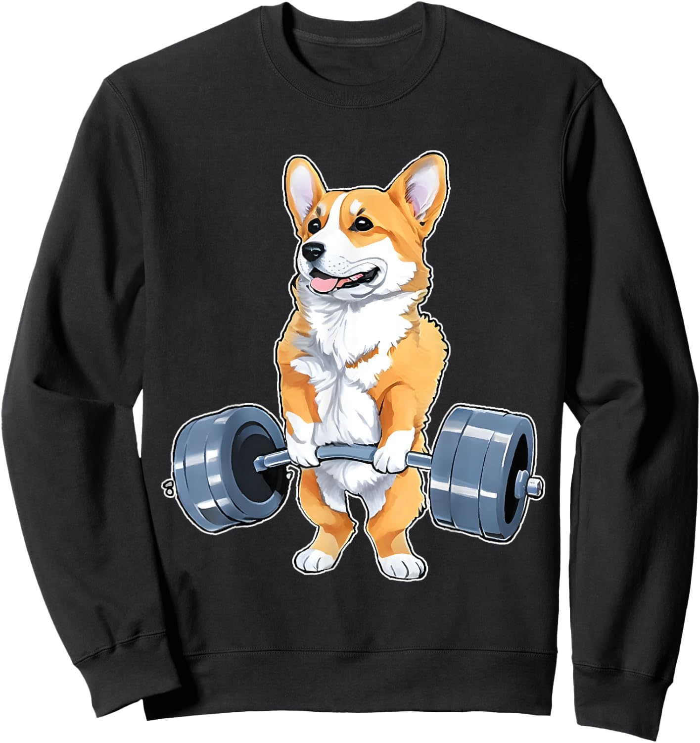 Corgi Weight Lifter Bodybuilding Weight Lifting Deadlift Sweatshirt - Sweatshirt | Black