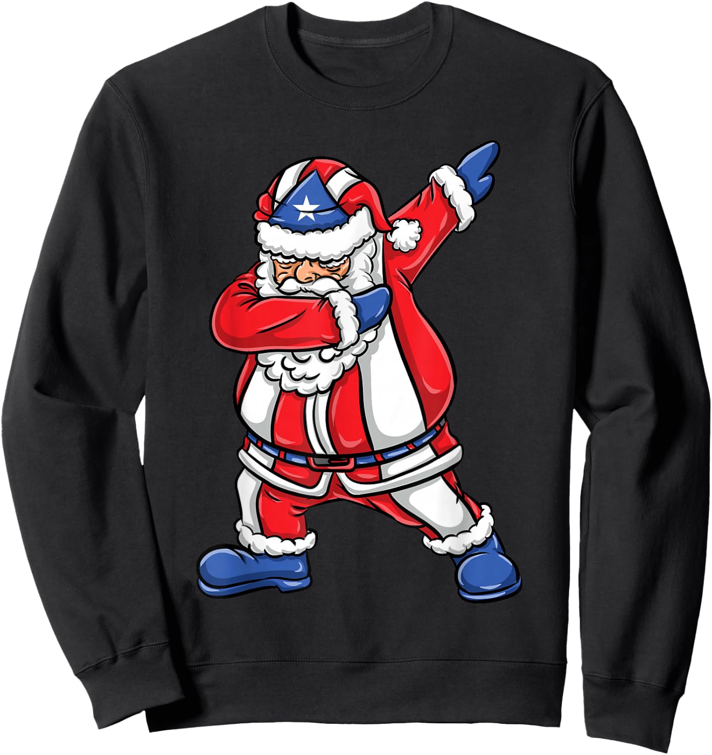 Dabbing Santa Puerto Rican Christmas Sweatshirt - Sweatshirt | Black