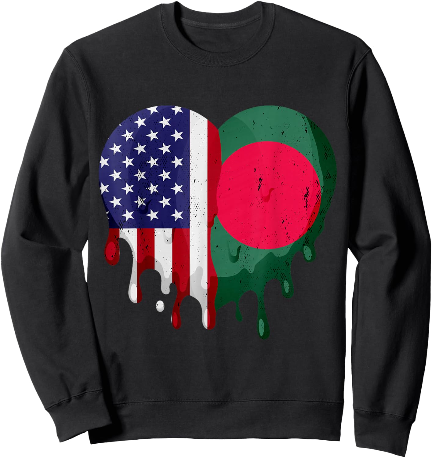 American Bangladeshi Heritage Month Bangladesh Flag Heart Sweatshirt - Sweatshirt | Black