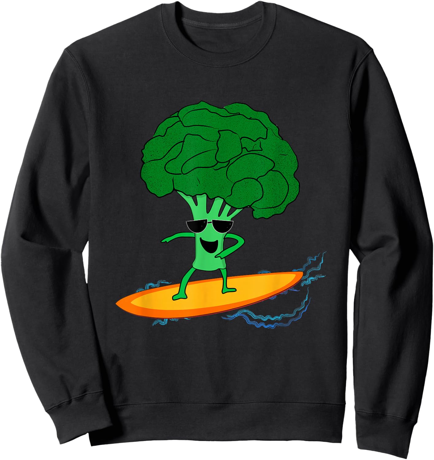 Surfing Broccoli. Riding the Veggie Wave Sweatshirt - Sweatshirt | Black