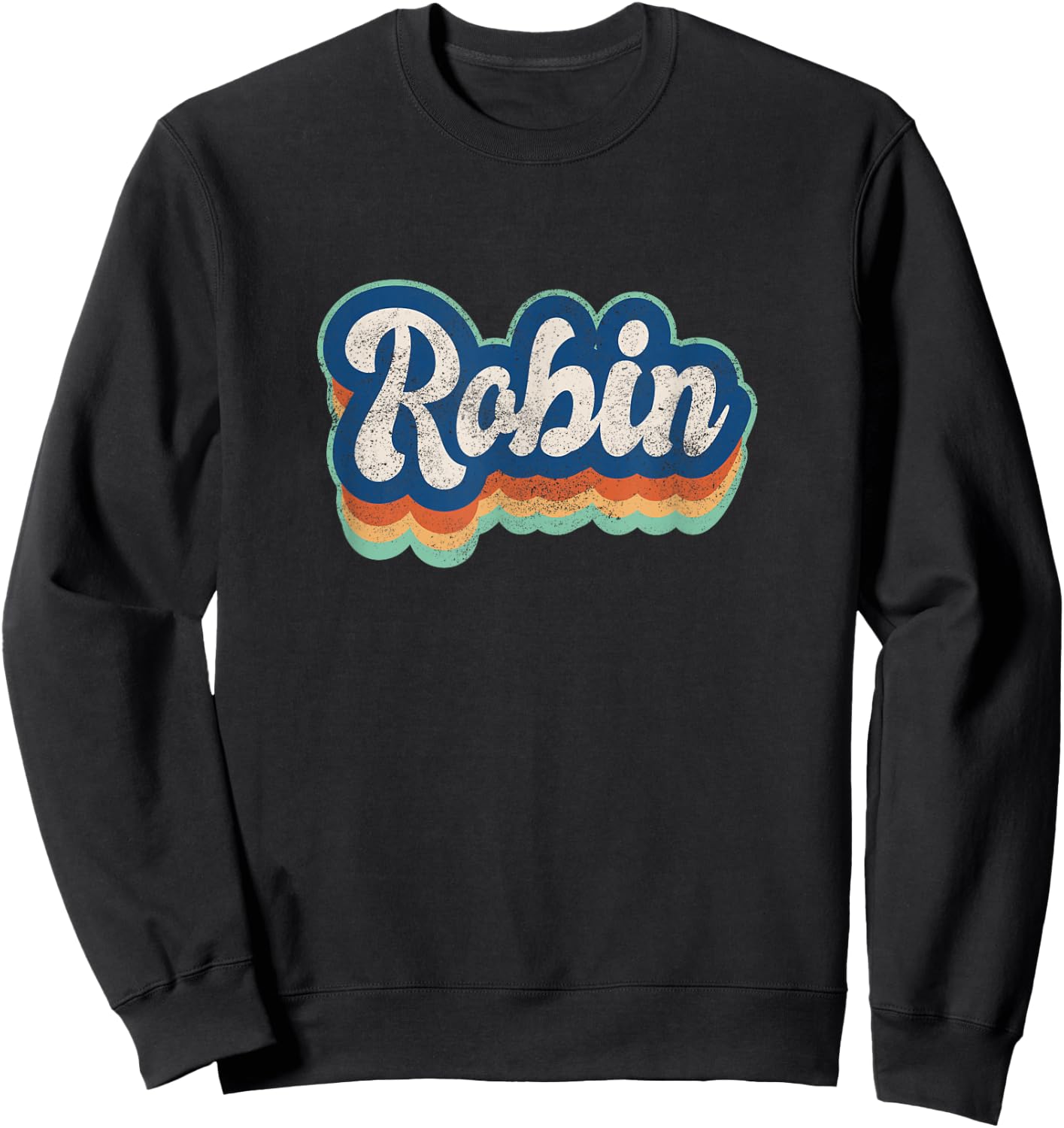 Robin First Name Boy Vintage Style 70s 80s Personalized Sweatshirt - Sweatshirt | Black