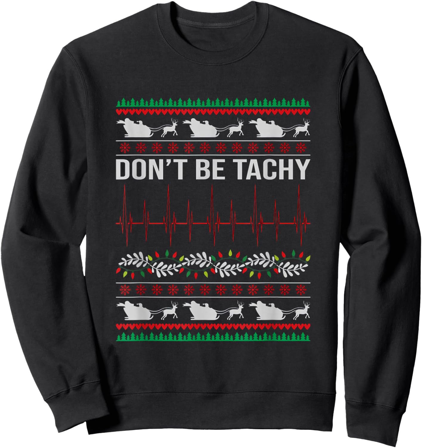 Nurse Tele Tech EKG Ugly Christmas CVICU RN Telemetry Unit Sweatshirt - Sweatshirt | Black