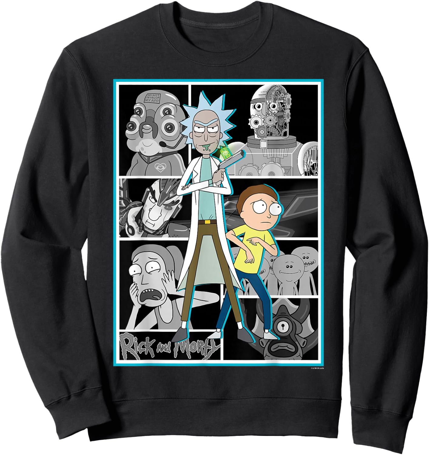 Rick and Morty Characters Adult Cartoon Fashion Sweatshirt - Sweatshirt | Black