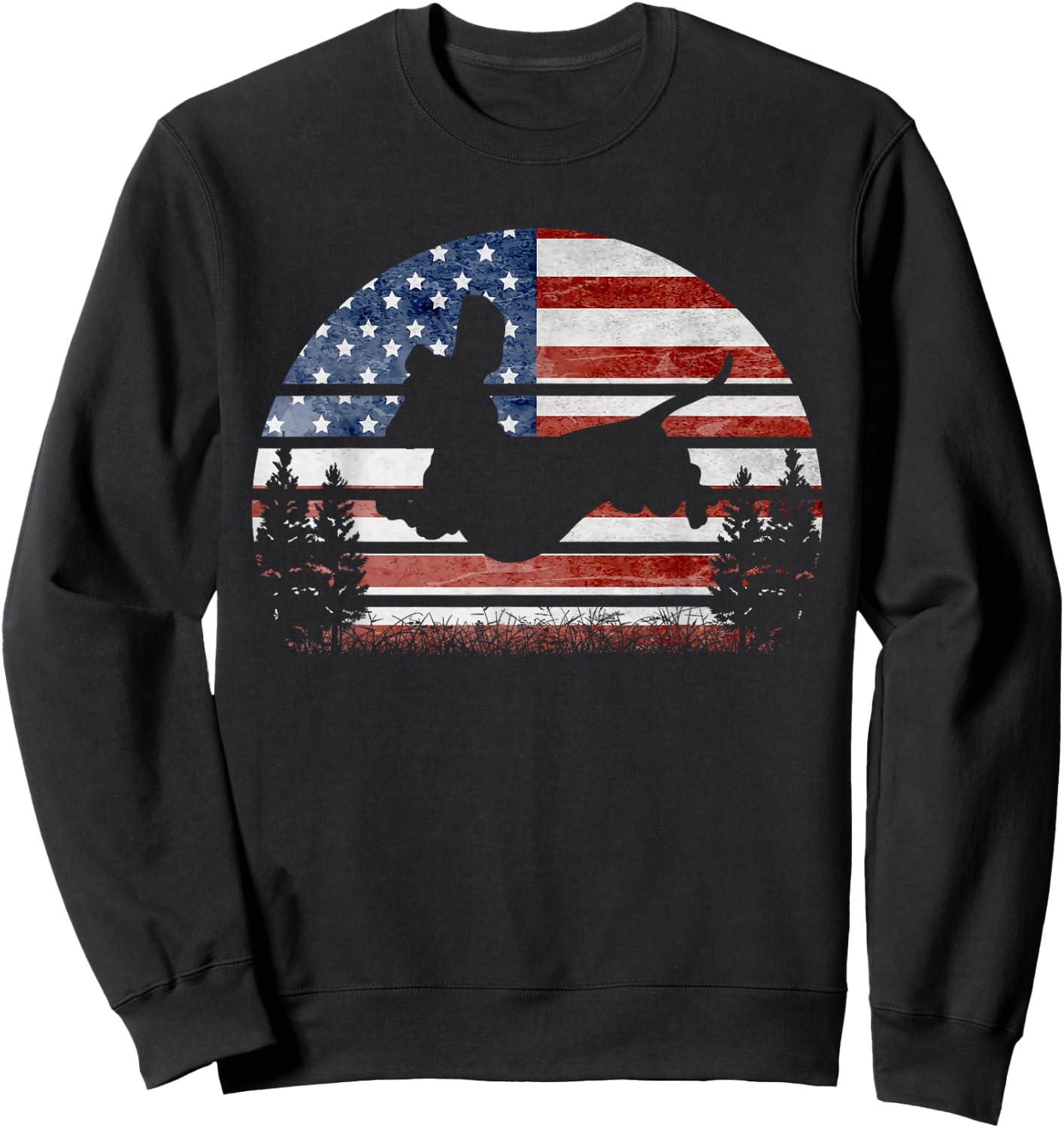 American Flag Dachshund Patriotic 4th Of July Weiner Lover Sweatshirt - Sweatshirt | Black