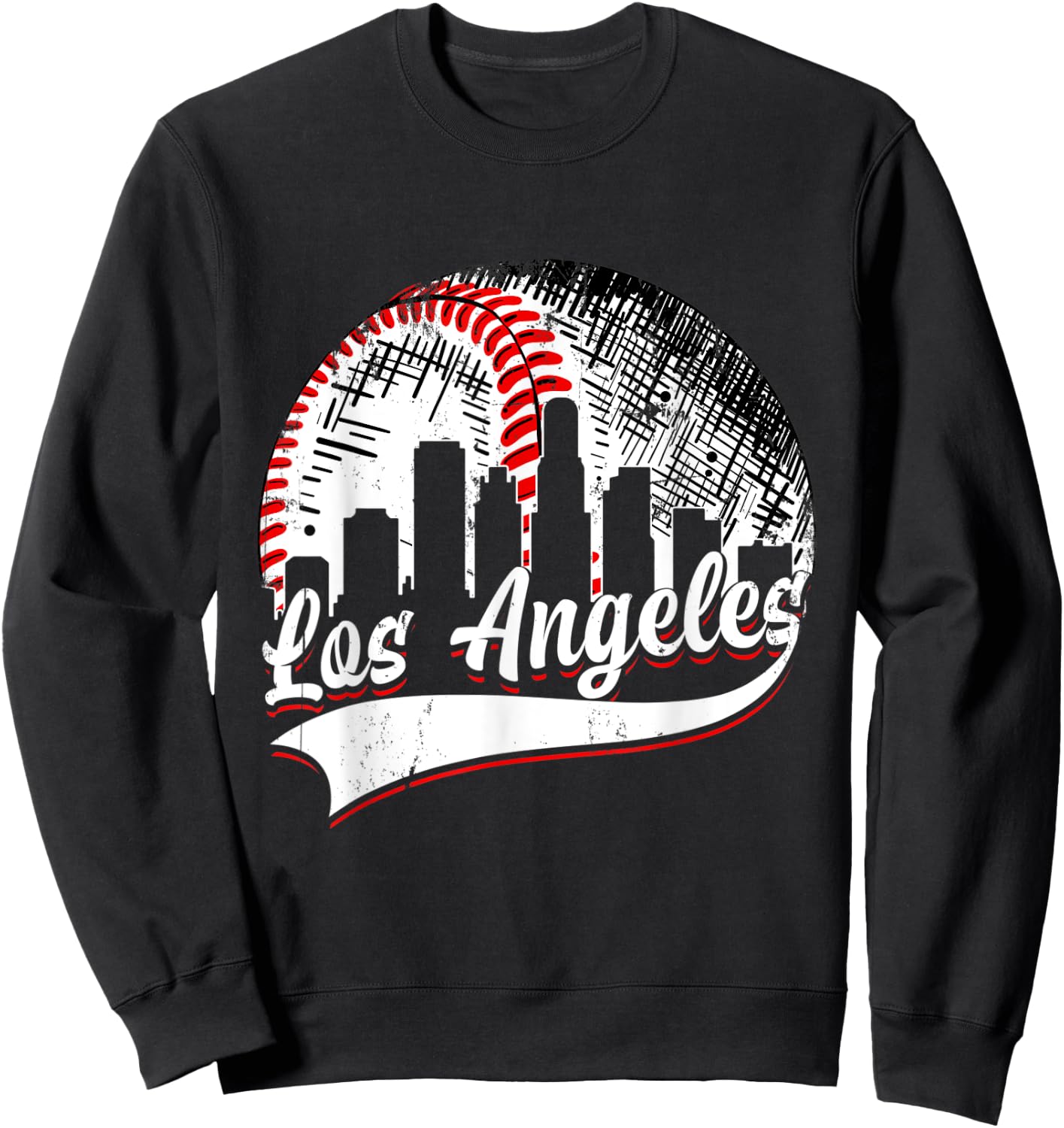 Vintage Los Angeles Baseball Lover Men Women Game Day Sweatshirt - Sweatshirt | Black