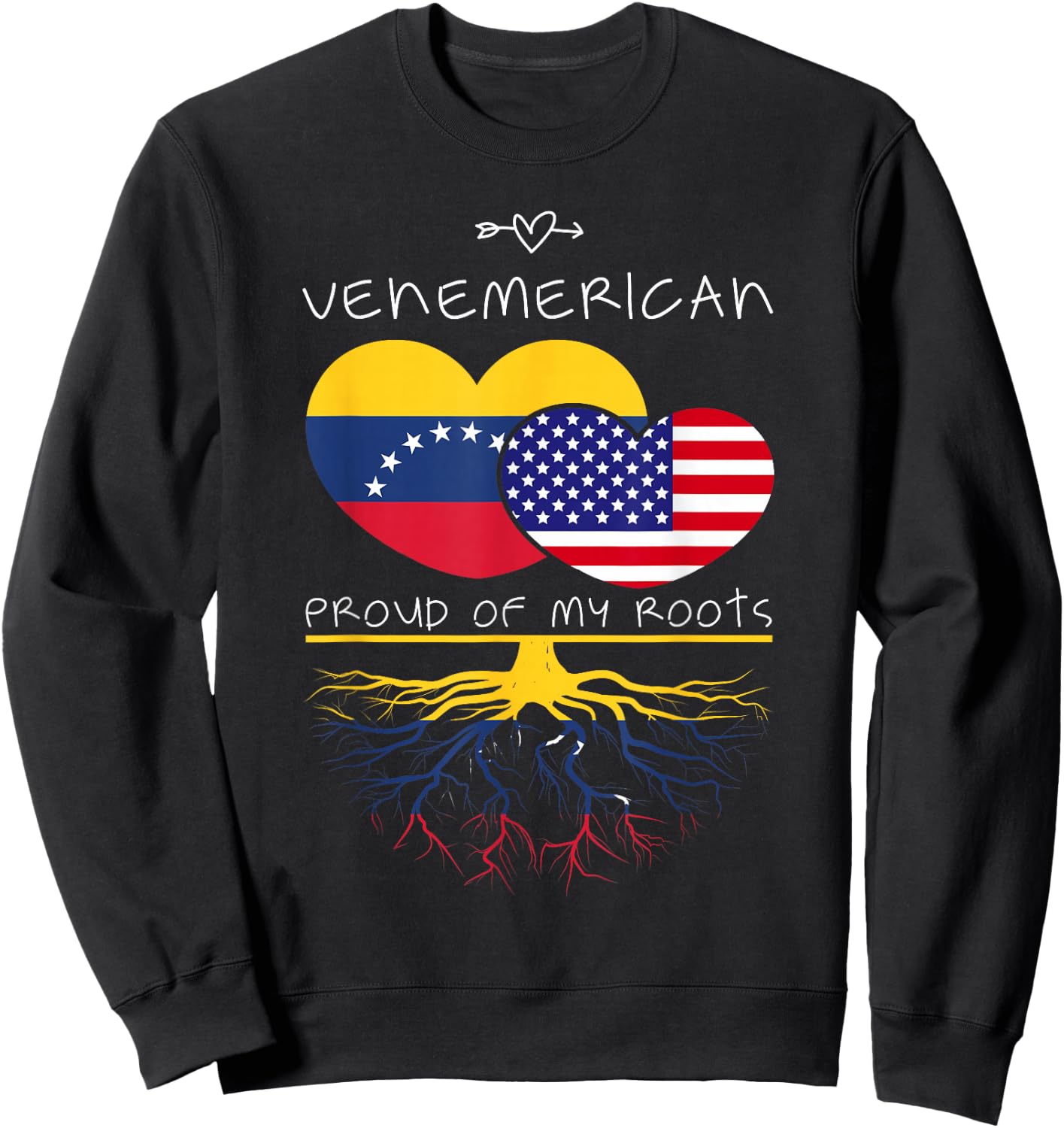 Venezuela USA Proud of Both Countries Venemerican Sweatshirt - Sweatshirt | Black
