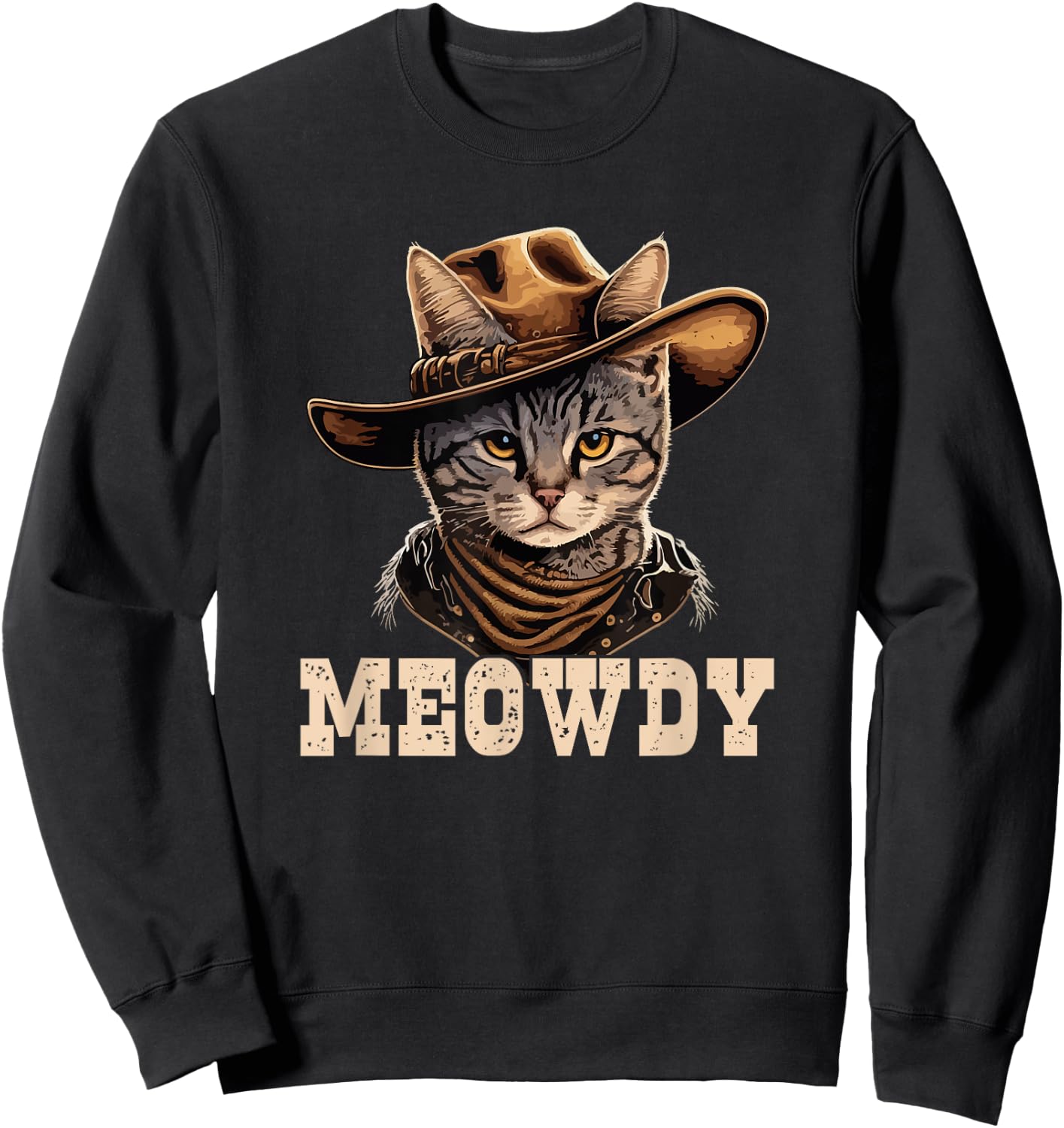 Cowboy Cat Meowdy Sweatshirt - Sweatshirt | Black
