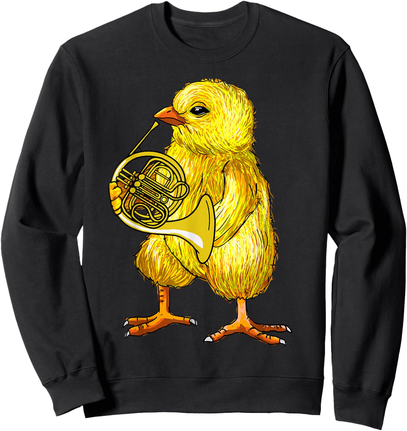 Cute Chicken Playing French Horn - French Horn Musician Gift Sweatshirt - Sweatshirt | Black