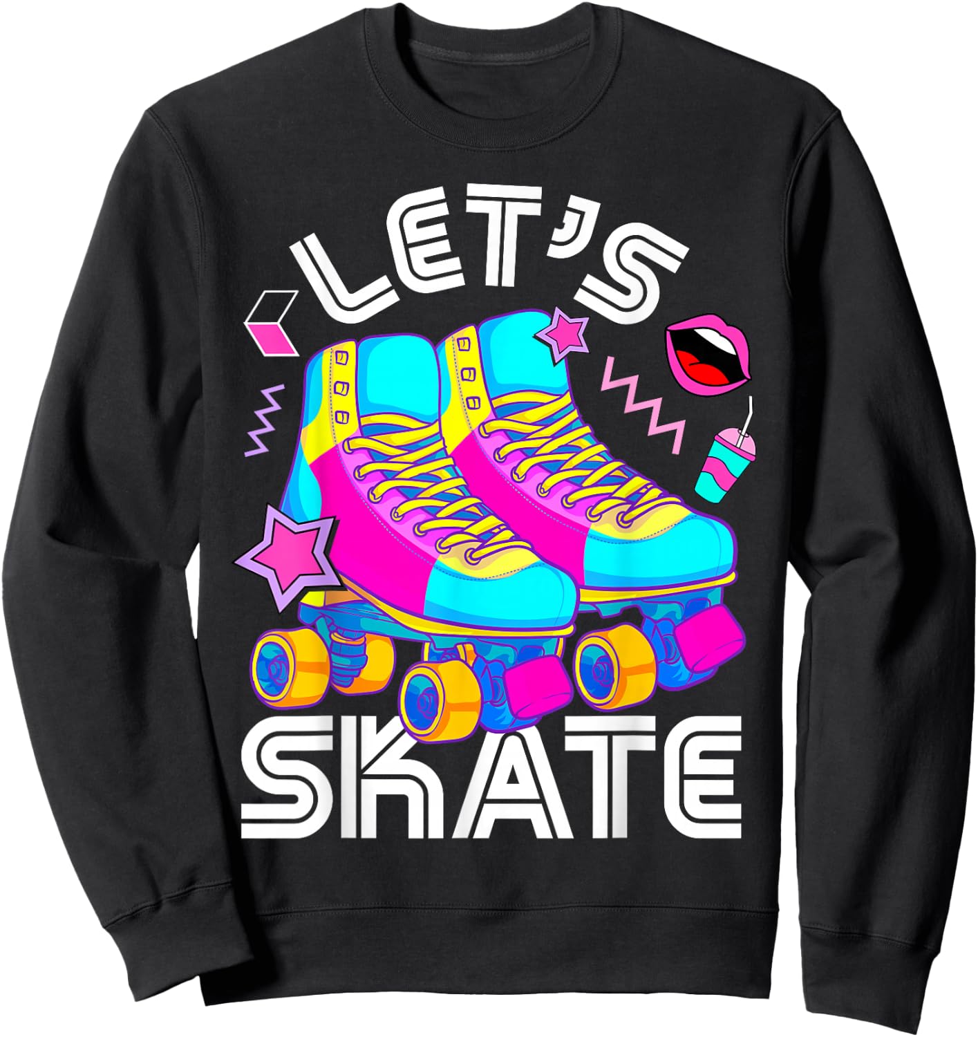 Let's Skate Retro Roller Skate Roller Derby Girls Sweatshirt - Sweatshirt | Black