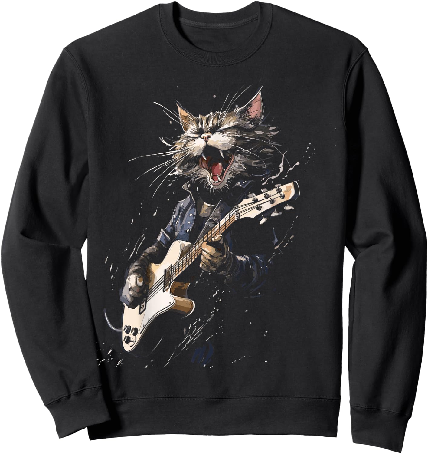 Guitar Cat Women, Men, Kids Sweatshirt - Sweatshirt | Black