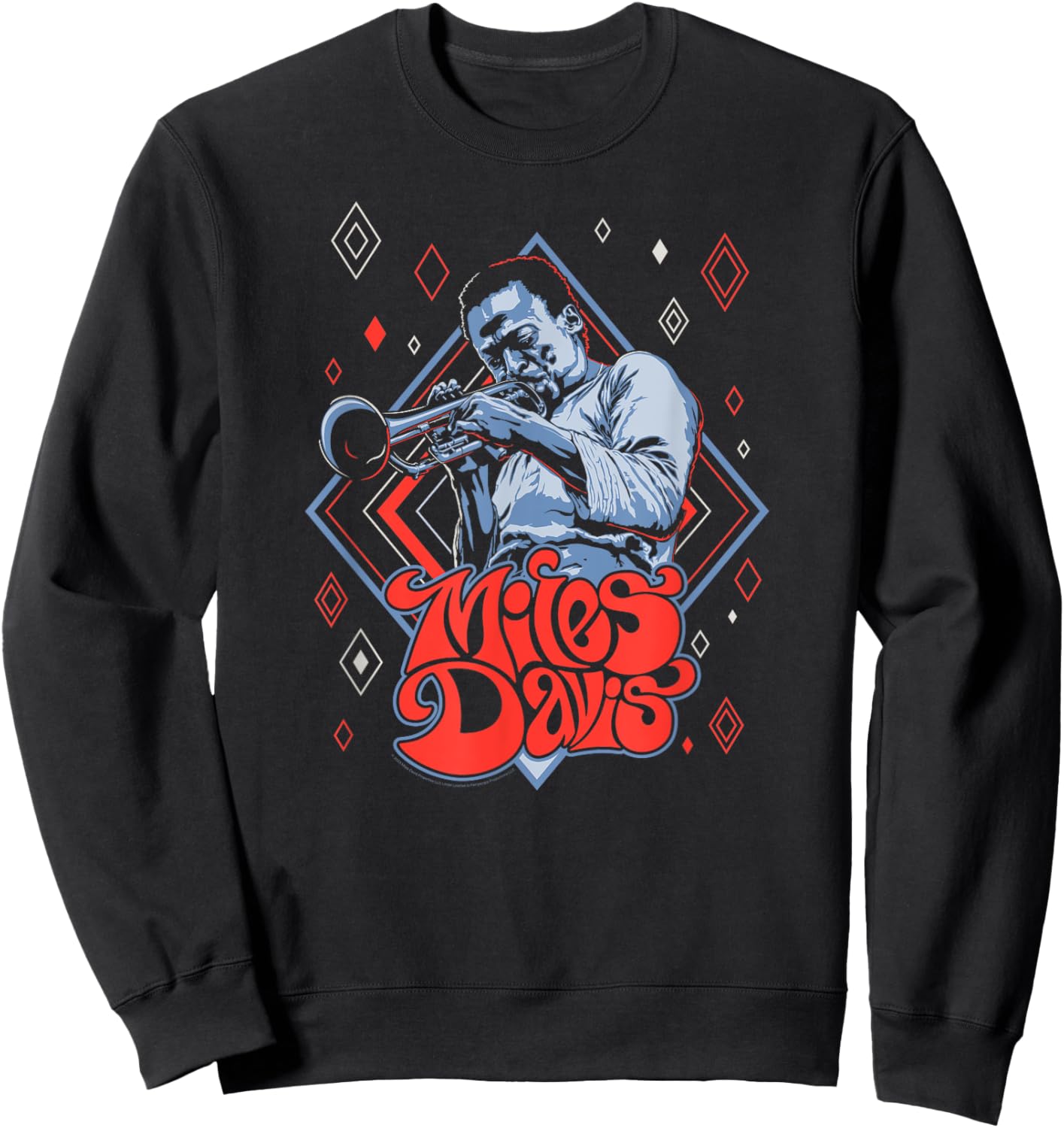Miles Davis Retro Diamond Pattern Sweatshirt - Sweatshirt | Black