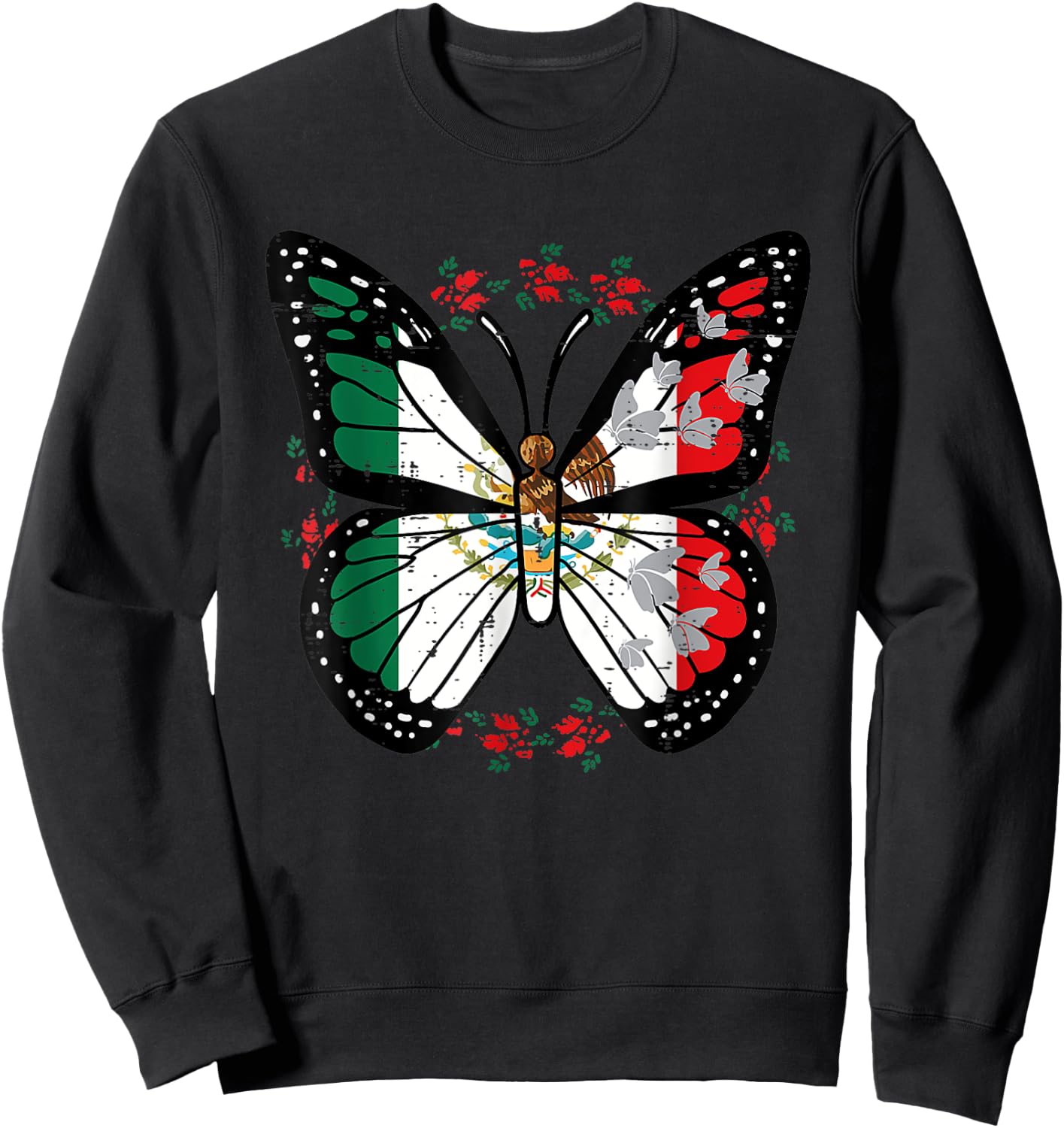 Mexican Independence Day Butterfly Mexico Women Girls Kids Sweatshirt - Sweatshirt | Black