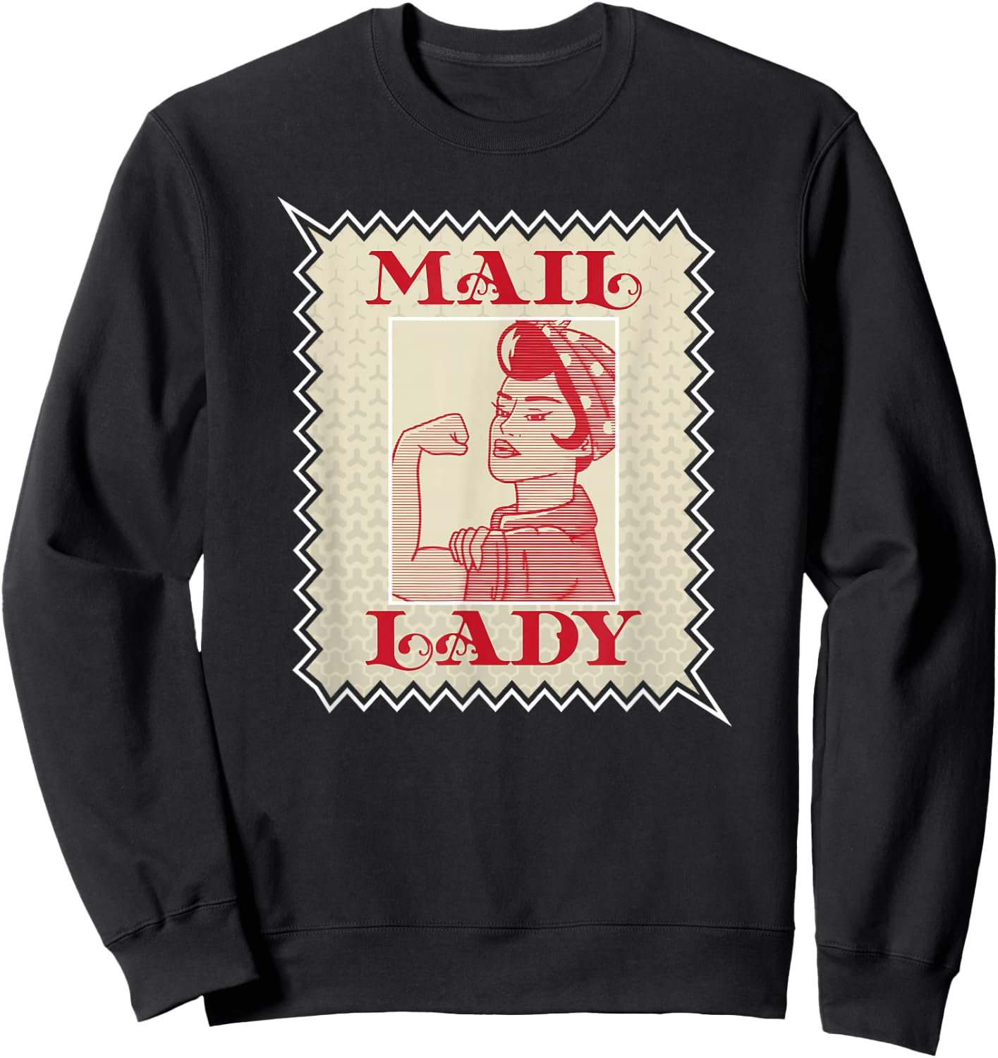 Female Postal Worker Mail Lady Stamp World Post Day Sweatshirt - Sweatshirt | Black