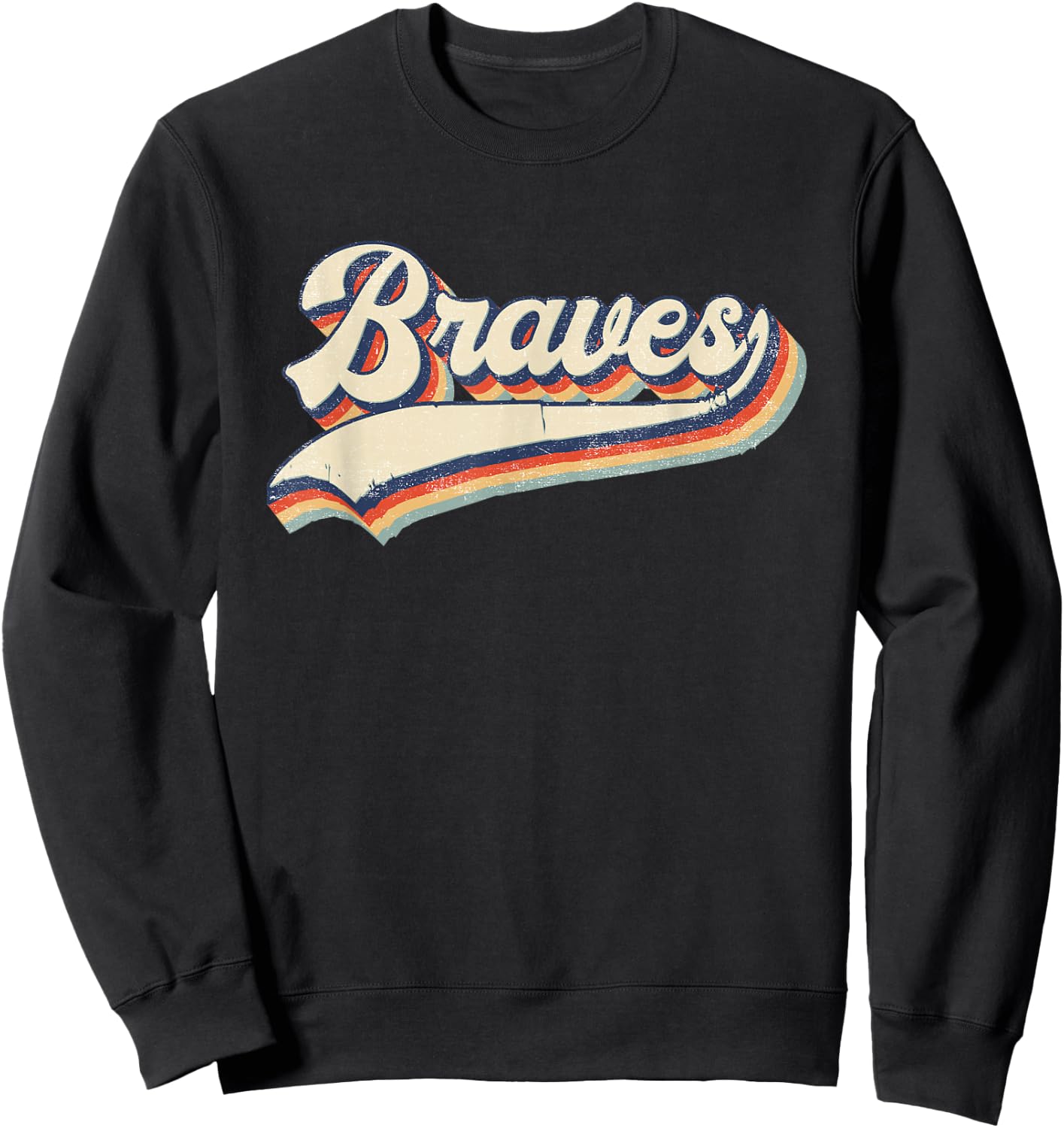 Braves Sports Name Vintage Retro Gift Men Women Girl Boy Sweatshirt - Sweatshirt | Black