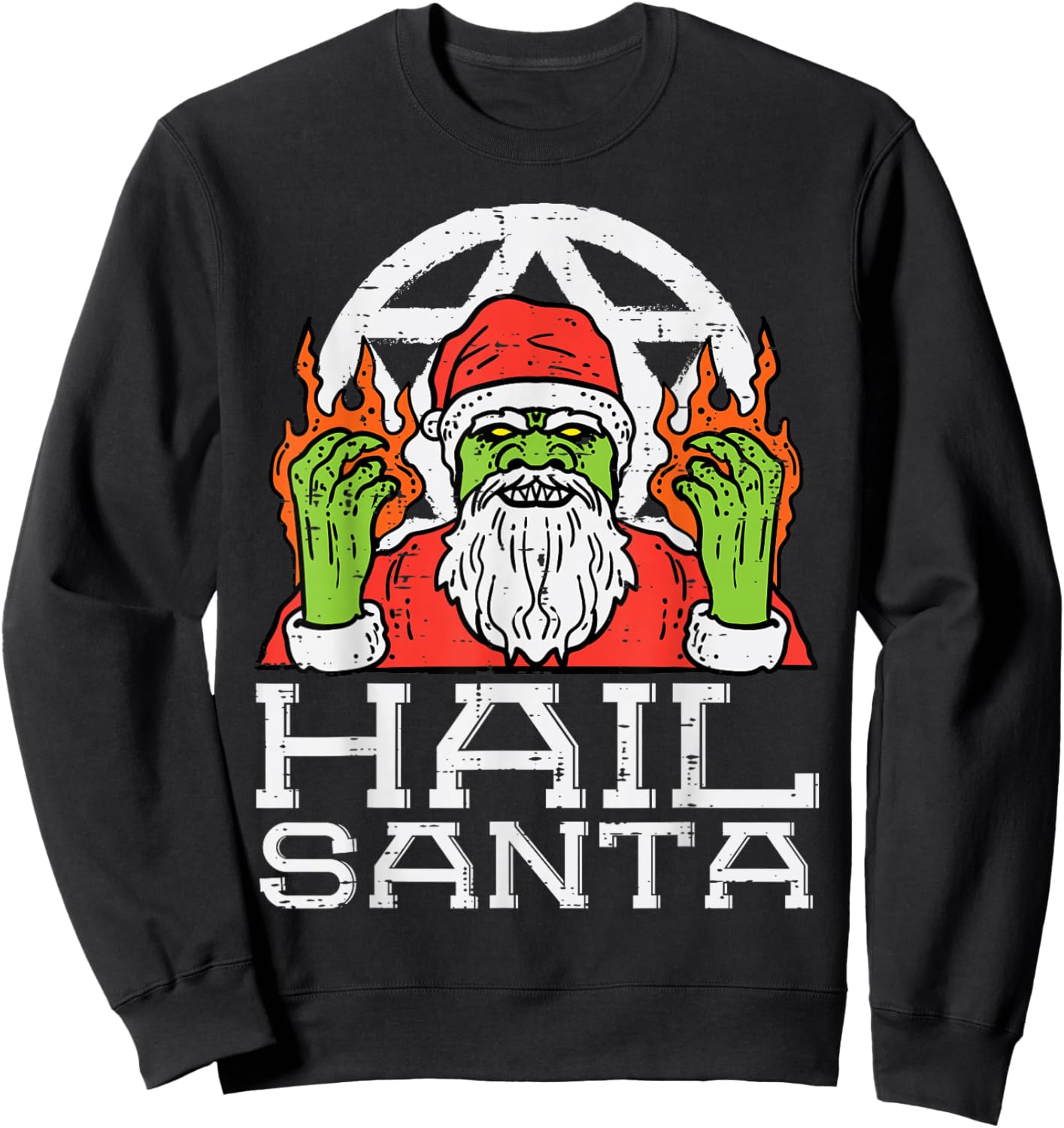 Hail Santa Funny Christmas Xmas Satanism Men Women Kids Sweatshirt - Sweatshirt | Black