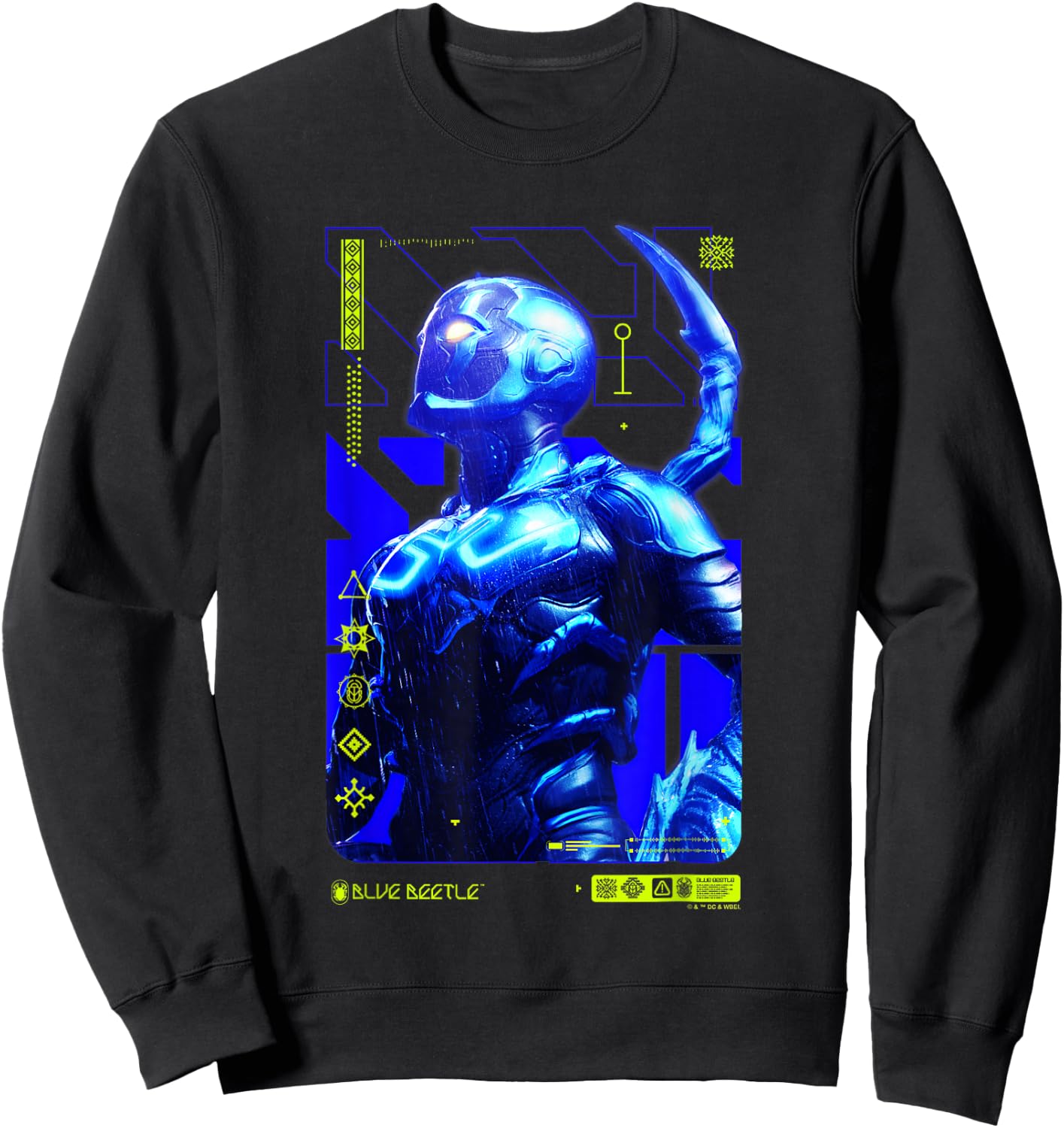 Blue Beetle Heroic Pose Information Card Poster V2 Sweatshirt - Sweatshirt | Black