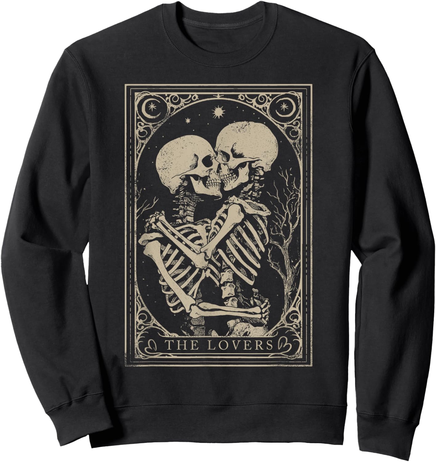 Tarot Card Shirt The Lovers Goth Skeleton Halloween Occult Sweatshirt - Sweatshirt | Black