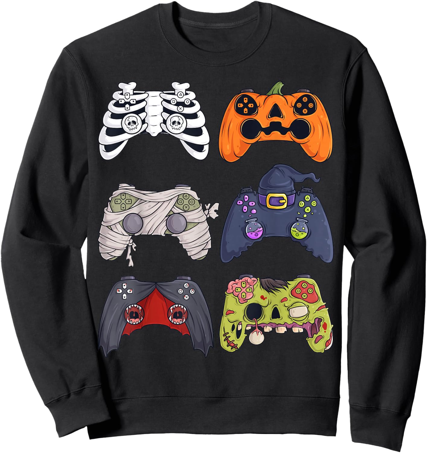 Halloween Skeleton Zombie Gaming Controllers Mummy Boys Kids Sweatshirt - Sweatshirt | Black