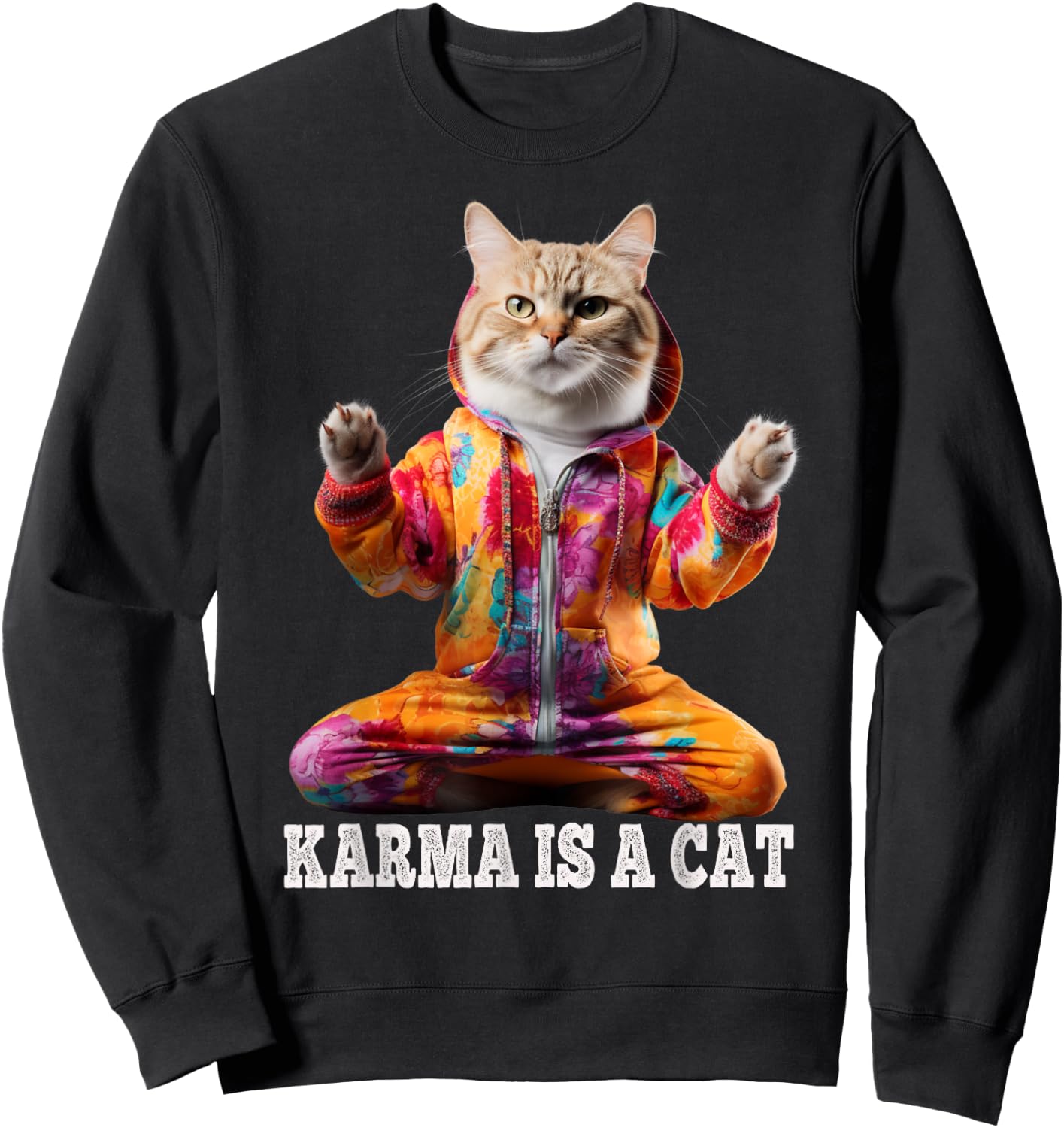 Cats , Karma is a cat, Yoga sports cat Men Women Kids Sweatshirt - Sweatshirt | Black