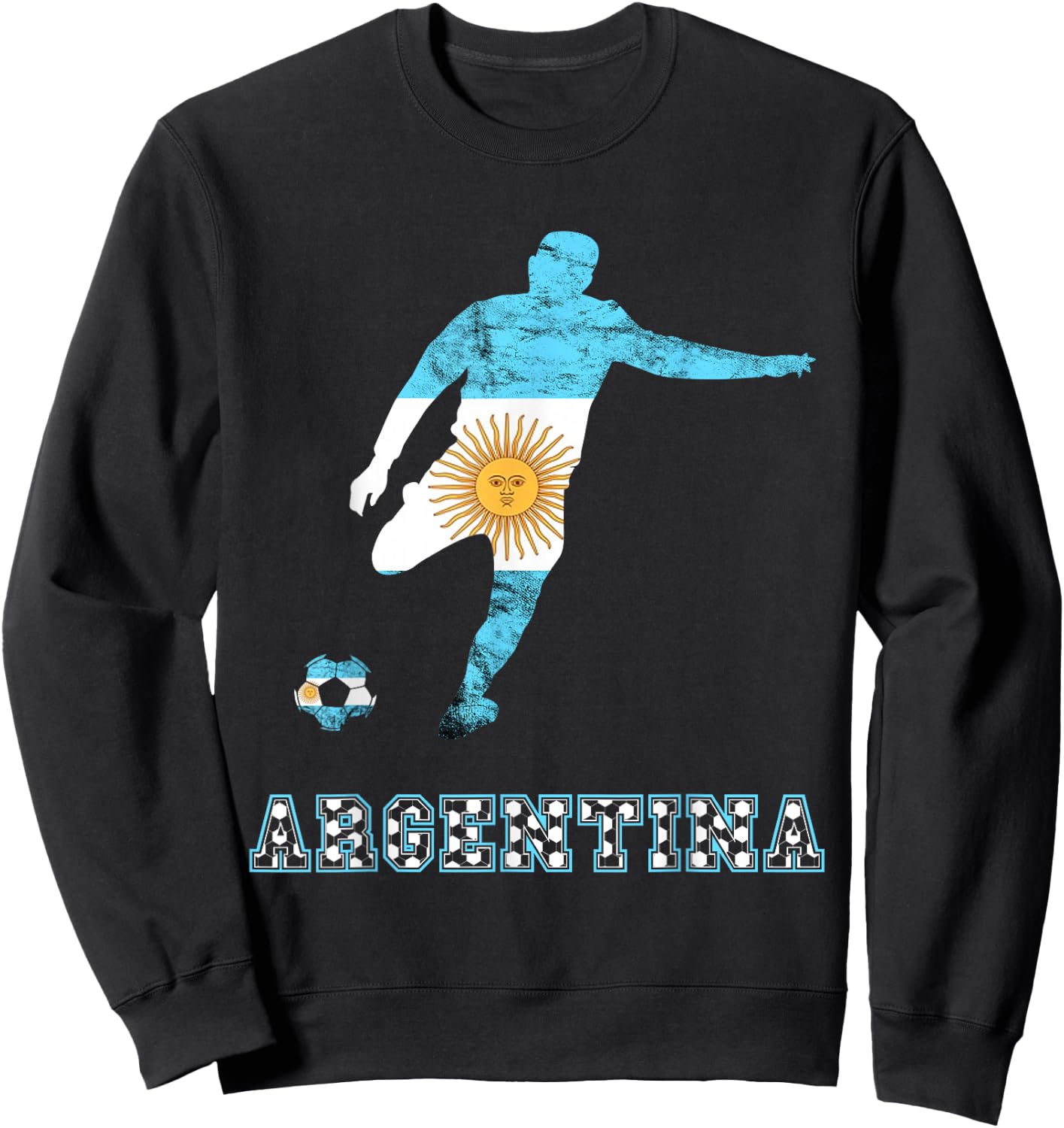 Argentina Argentina Soccer Player Sun Of May Argentina Flag Sweatshirt - Sweatshirt | Black