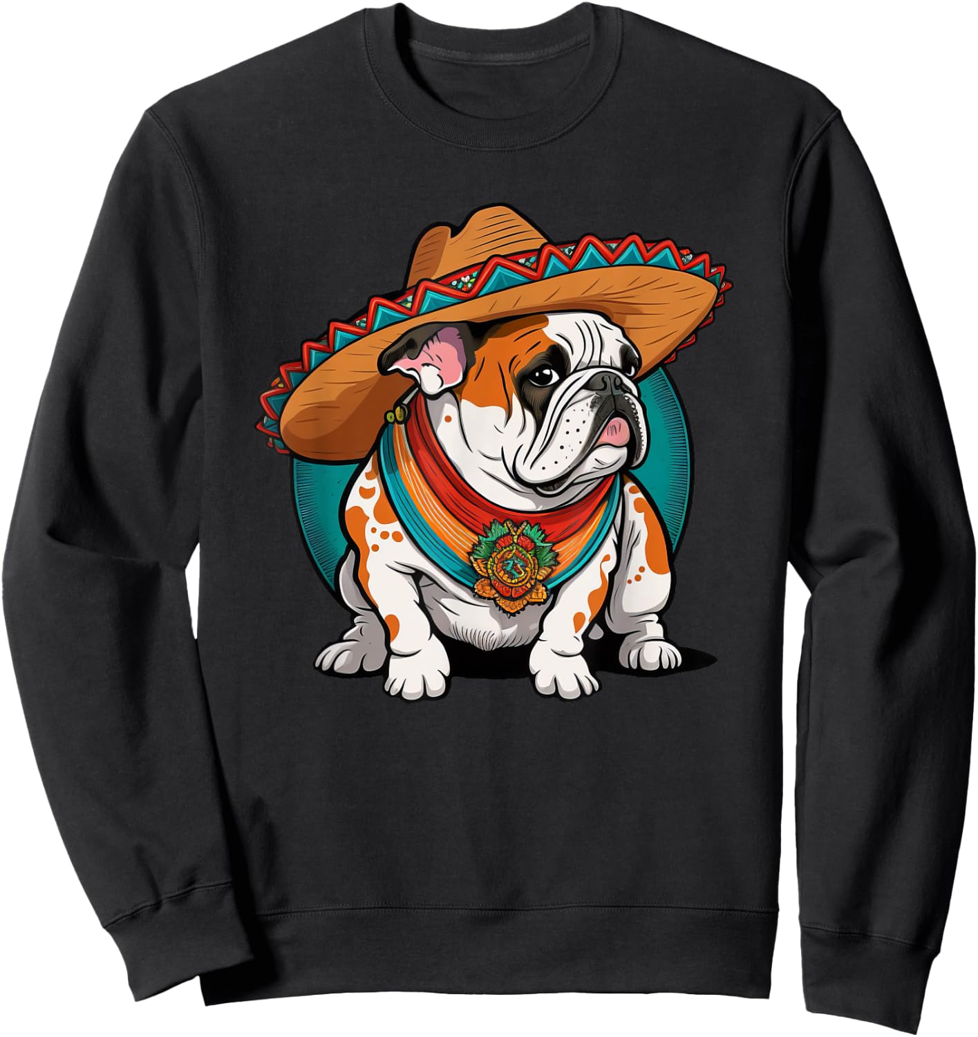 Hispanic Pride English bulldog with Sombrero Heritage Sweatshirt - Sweatshirt | Black