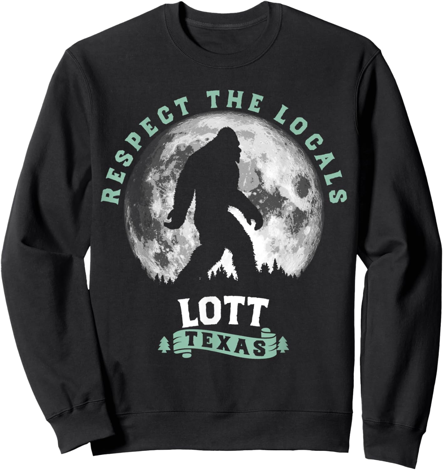 Lott Texas Bigfoot Night Walk Retro Moon Sweatshirt - Sweatshirt | Black