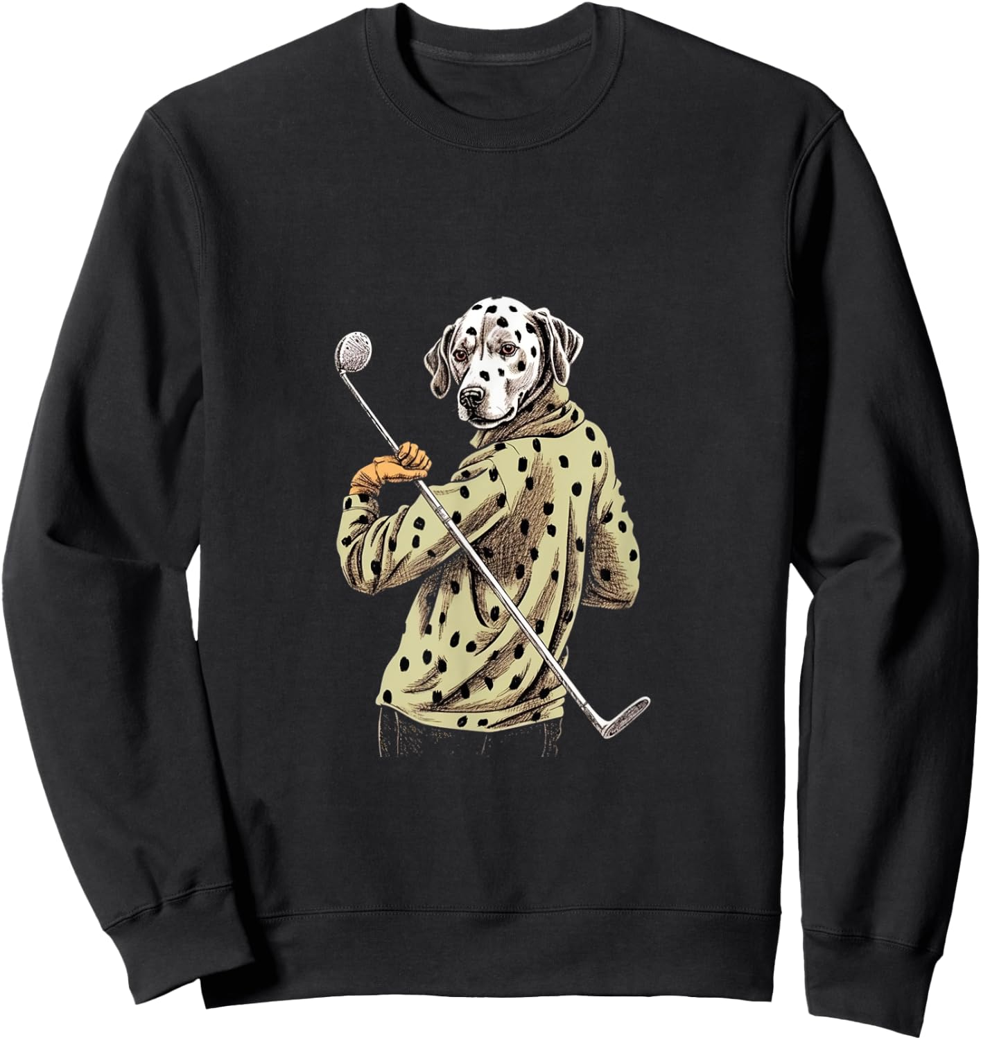 Golfer Dalmatian Golf Club Golf Player Dog Lover Golfing Men Women Sweatshirt - Sweatshirt | Black