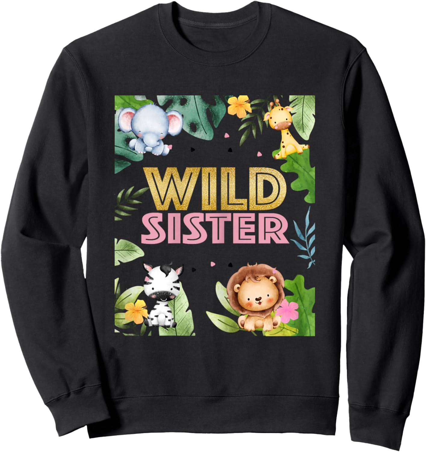 Sister 2nd Birthday Two Wild Second Bday Animal Party Sweatshirt - Sweatshirt | Black