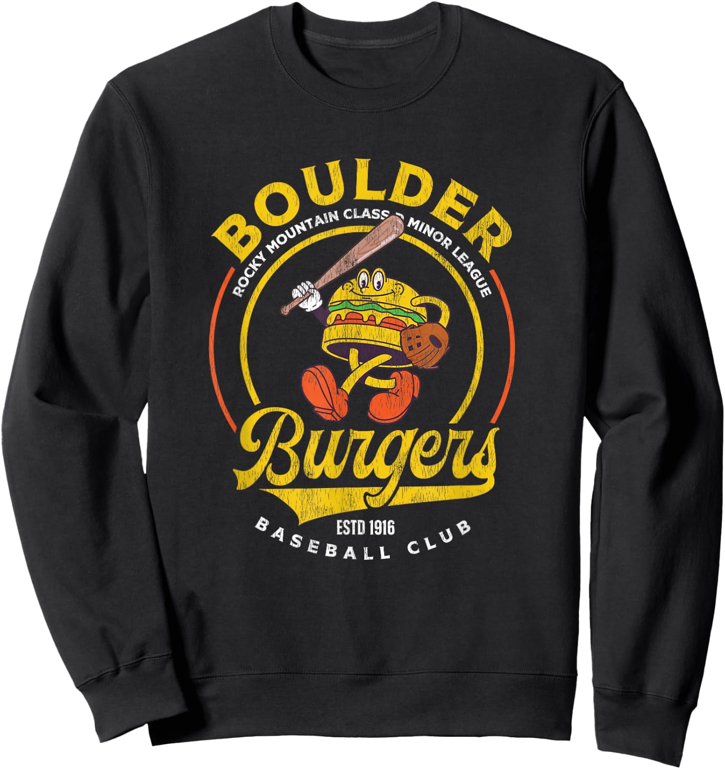 Boulder Burgers Retro Minor League Baseball Team Sweatshirt - Sweatshirt | Black