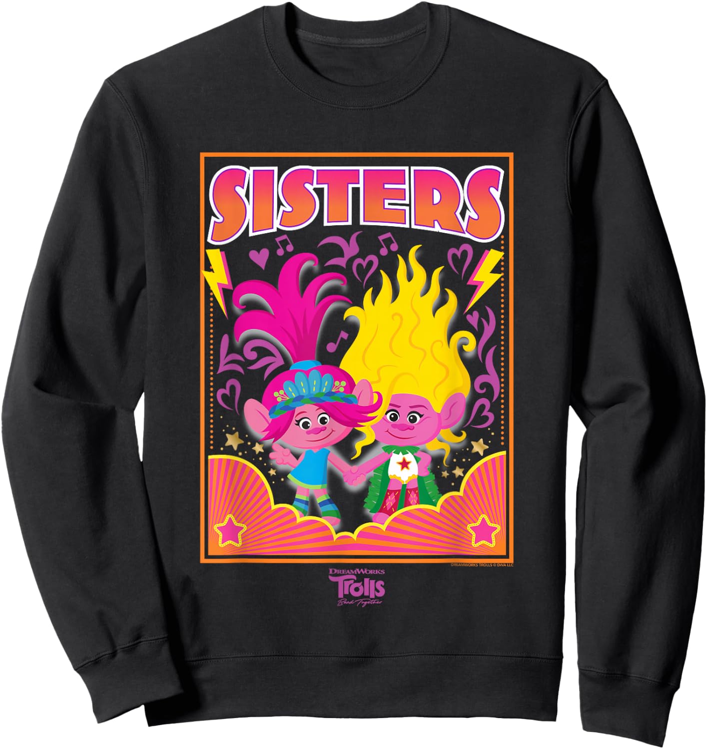 DreamWorks Trolls Band Together Poppy and Viva Sisters Sweatshirt - Sweatshirt | Black
